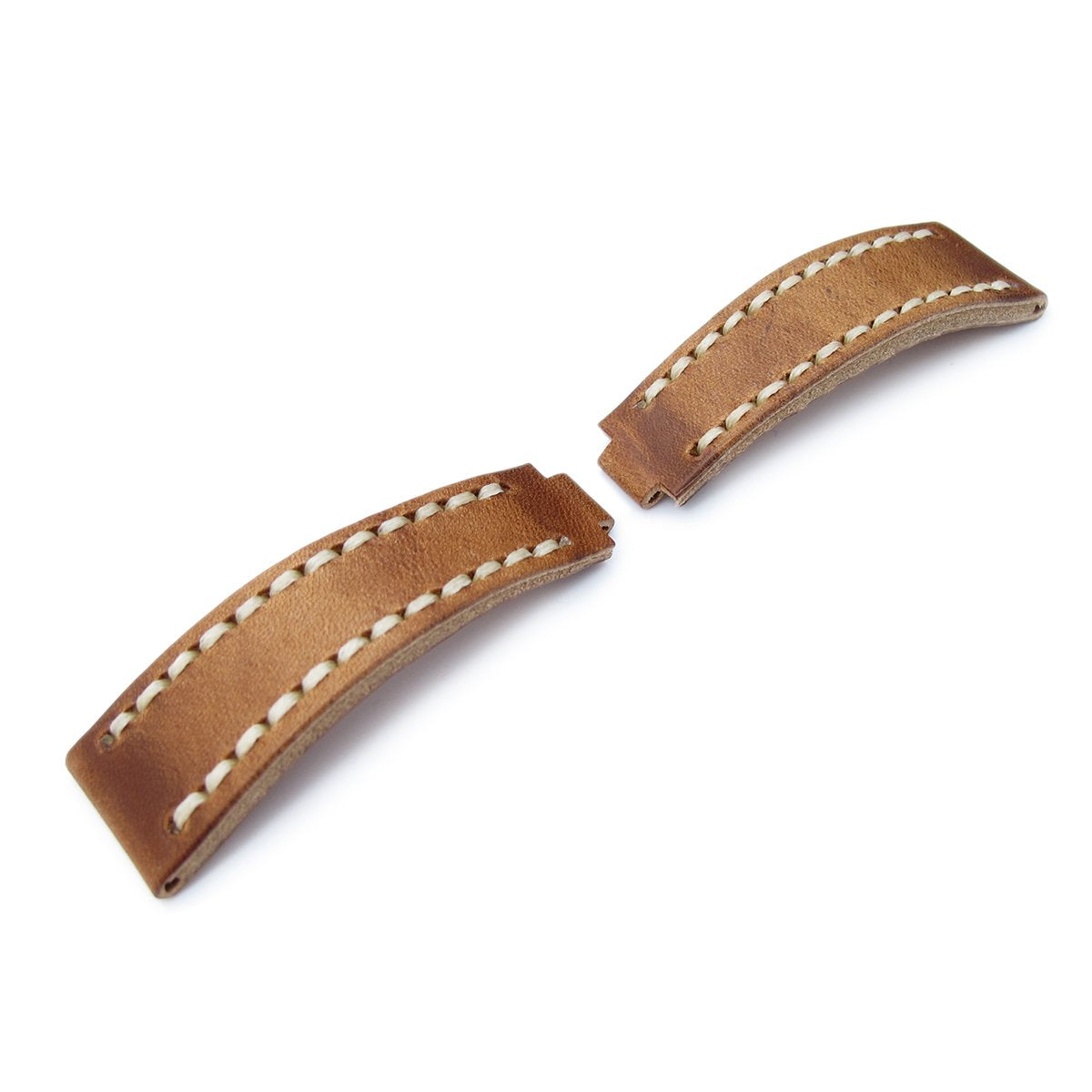 20mm MiLTAT RX Collection 'X' Watch Strap Matte Brown Pull Up Leather Beige St. Tailor-made for RX SUB & EXP Strapcode Watch Bands