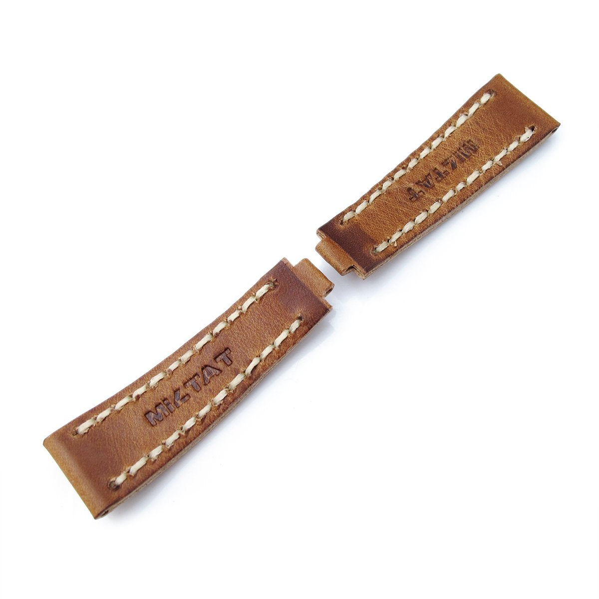 20mm MiLTAT RX Collection 'X' Watch Strap Matte Brown Pull Up Leather Beige St. Tailor-made for RX SUB & EXP Strapcode Watch Bands