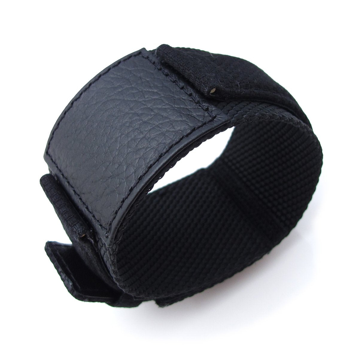 MiLTAT 21mm Double Layer Nylon Black Tactical Hoop and loop Watch Strap Strapcode Watch Bands