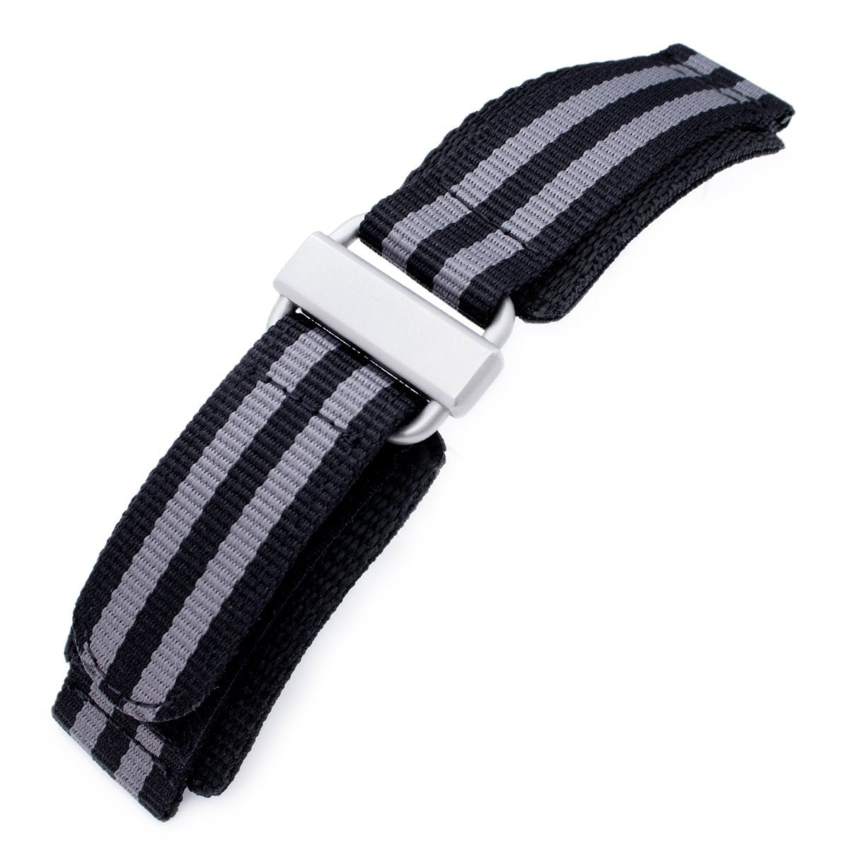 22mm MiLTAT Black &amp; Grey NyJBB Nylon Velcro Fastener Watch Strap Sandblasted Buckle Strapcode Watch Bands