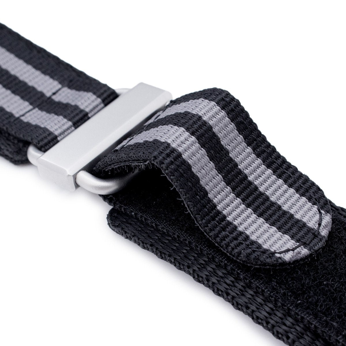 22mm MiLTAT Black & Grey NyJBB Nylon Velcro Fastener Watch Strap Sandblasted Buckle Strapcode Watch Bands