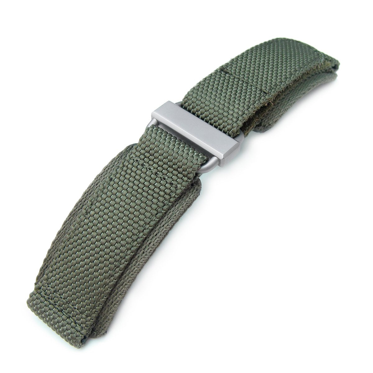 22mm MiLTAT Honeycomb Military Green Nylon Hoop and loop Fastener Watch Strap Brushed Stainless Buckle XL Strapcode Watch Bands