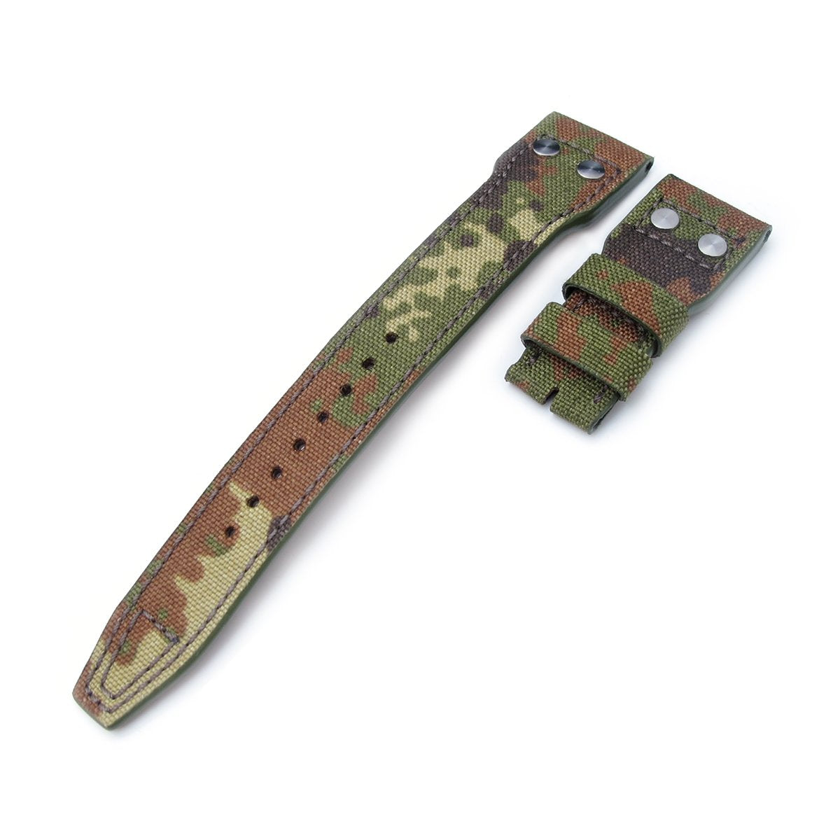 22mm MiLTAT Forest Camo Nylon IWC Big Pilot replacement Strap Rivet Lug Strapcode Watch Bands