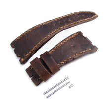 Dark Brown Chesse Holes Leather of Art Watch Strap Brown Wax thread custom made for Audemars Piguet Royal Oak Offshore Strapcode Watch Bands