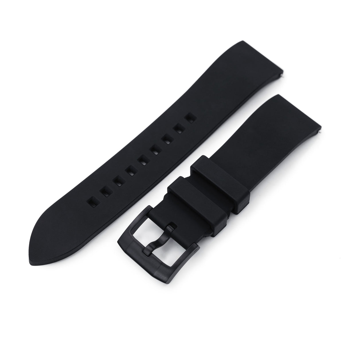 20mm or 22mm Straight End Black FKM Rubber Quick Release Watch Band PVD Black Strapcode Watch Bands