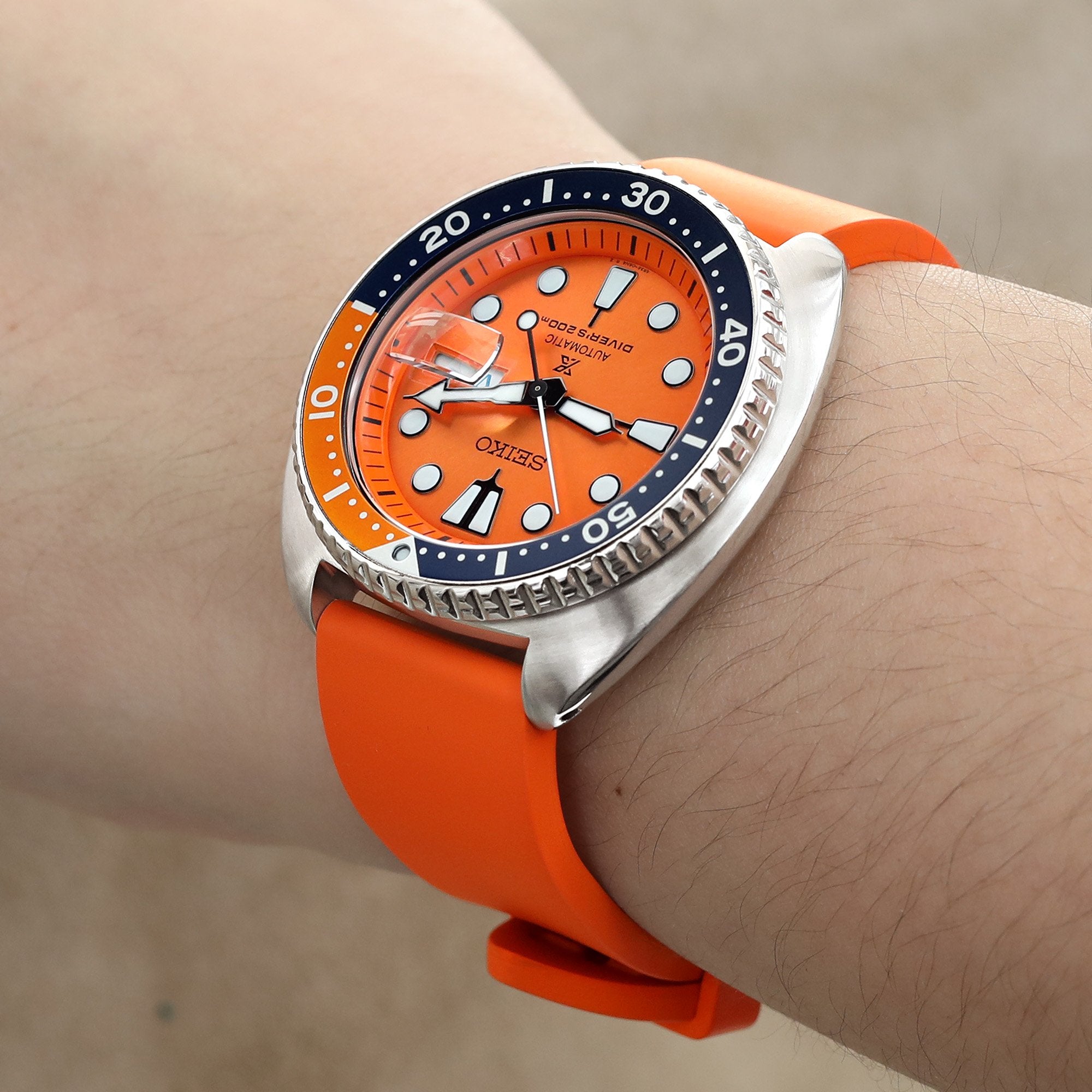 Seiko Prospex SRPC95K1 Divers Watch Limited Edition Orange New Turtle 200m Strapcode Watch Bands