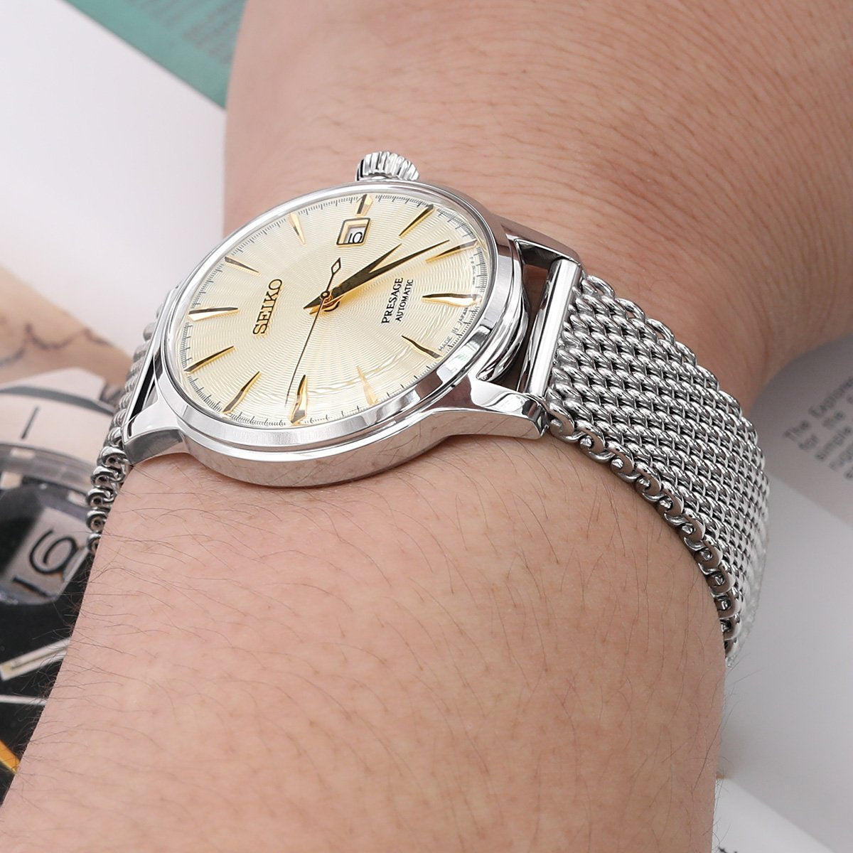 Seiko Presage Cocktail Golden Champagne SRPC99J1 Strapcode Watch Bands