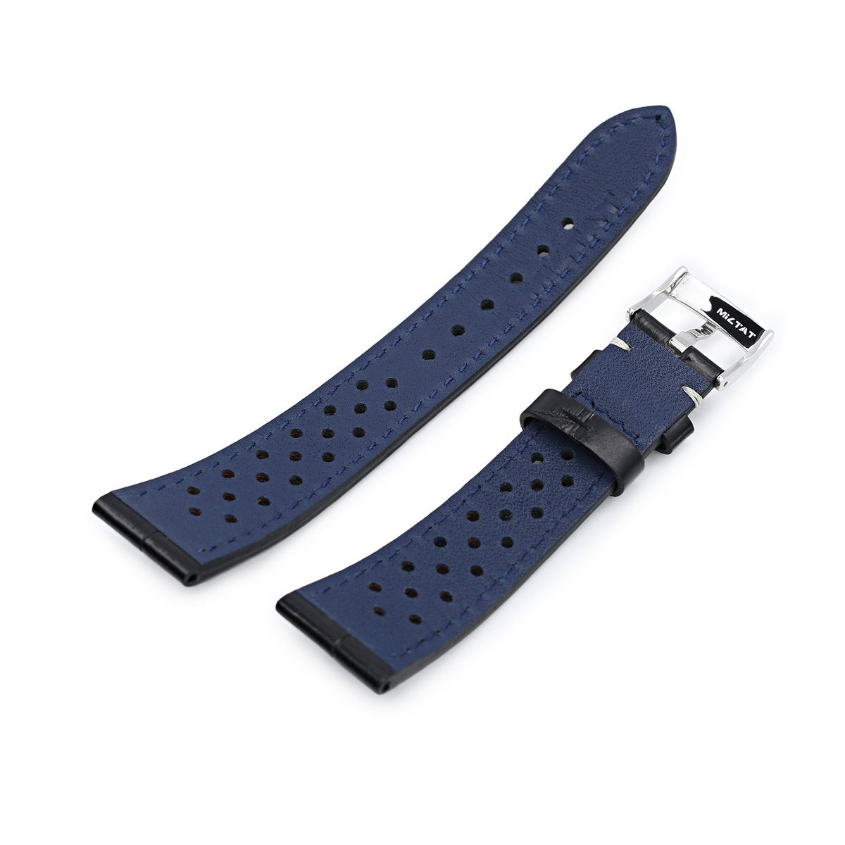 20mm MiLTAT Rally Racing Genuine Alligator Black Watch Strap Beige Stitching Strapcode Watch Bands