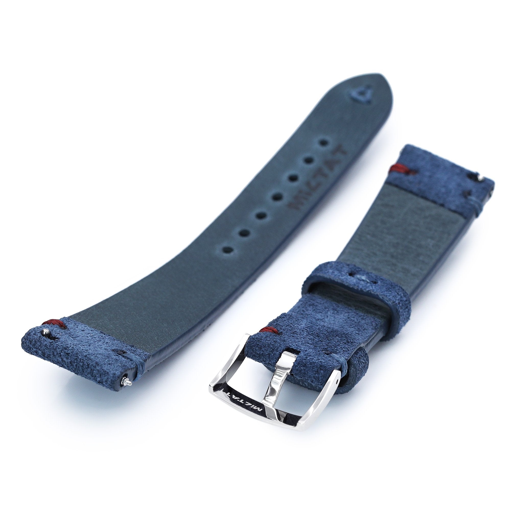 20mm Blue Quick Release Italian Suede Leather Watch Strap Blue Red St. Strapcode Watch Bands