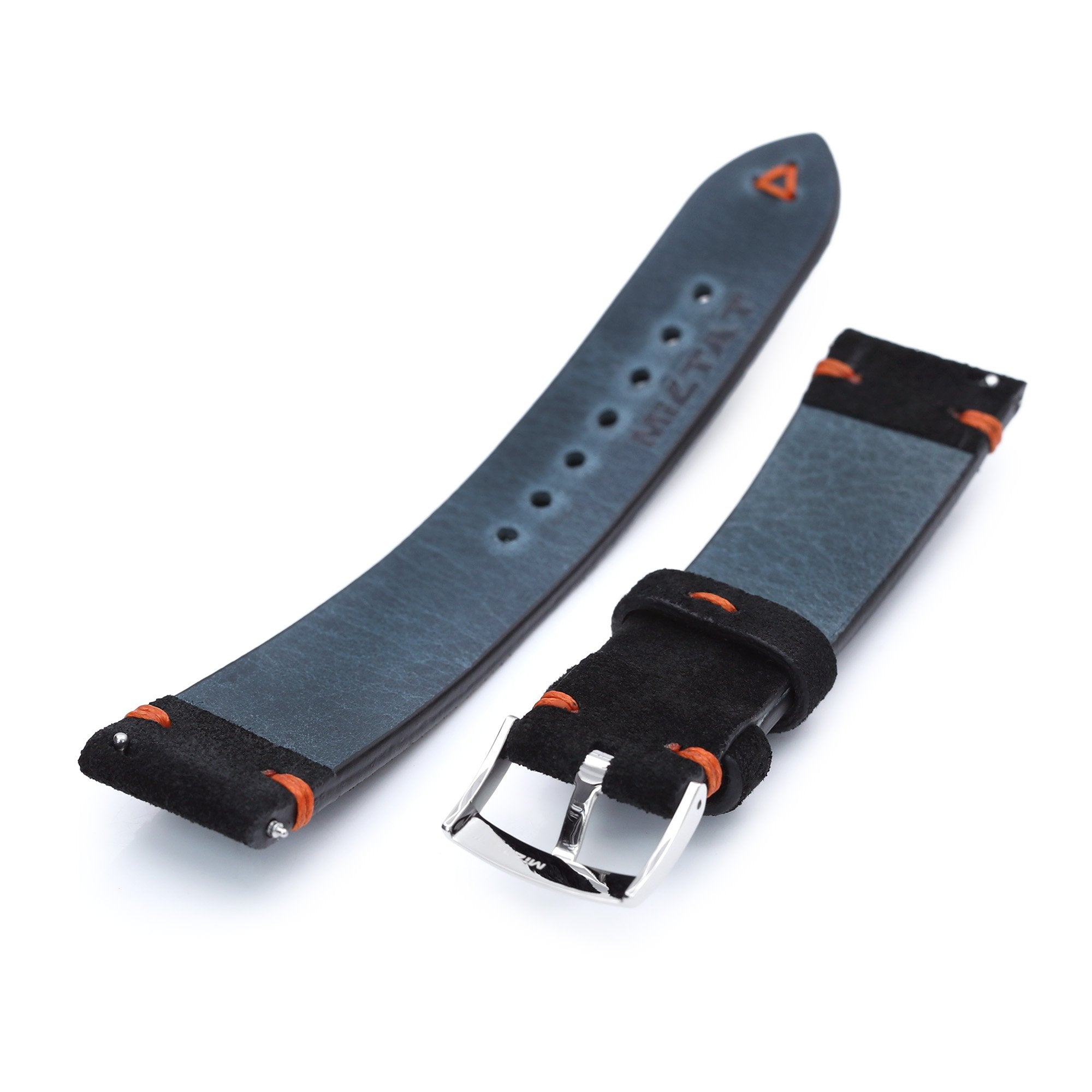 21mm Black Quick Release Italian Suede Leather Watch Strap Orange St. Strapcode Watch Bands