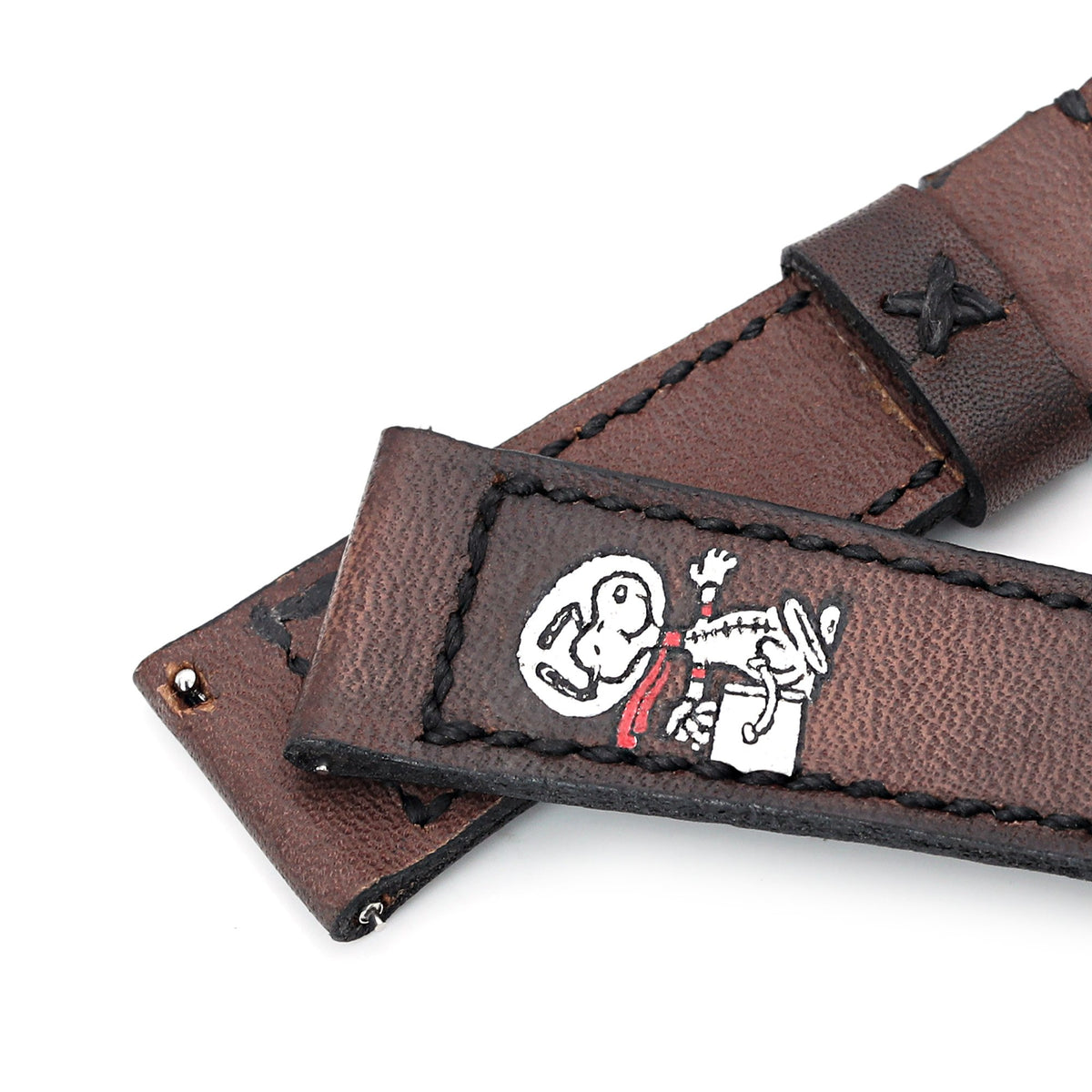 22mm Gunny X MT Dark Brown Handmade Quick Release Leather Watch Strap Minimalist Snoopy Strapcode Watch Bands