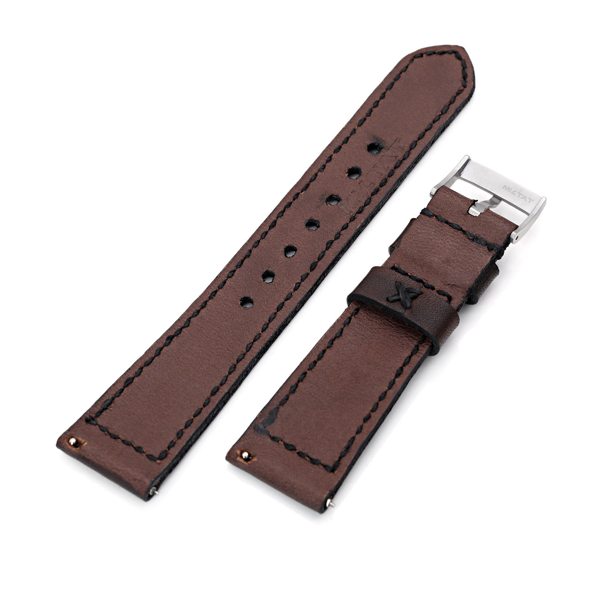 22mm Gunny X MT Dark Brown Handmade Quick Release Leather Watch Strap Minimalist Snoopy Strapcode Watch Bands