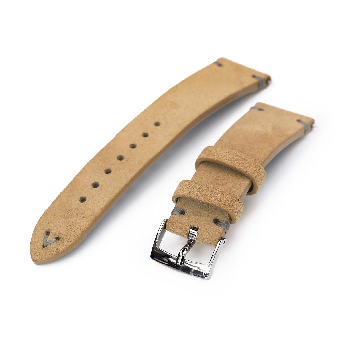 20mm or 22mm Khaki Quick Release Italian Suede Leather Watch Strap Charcoal Grey St. Strapcode Watch Bands