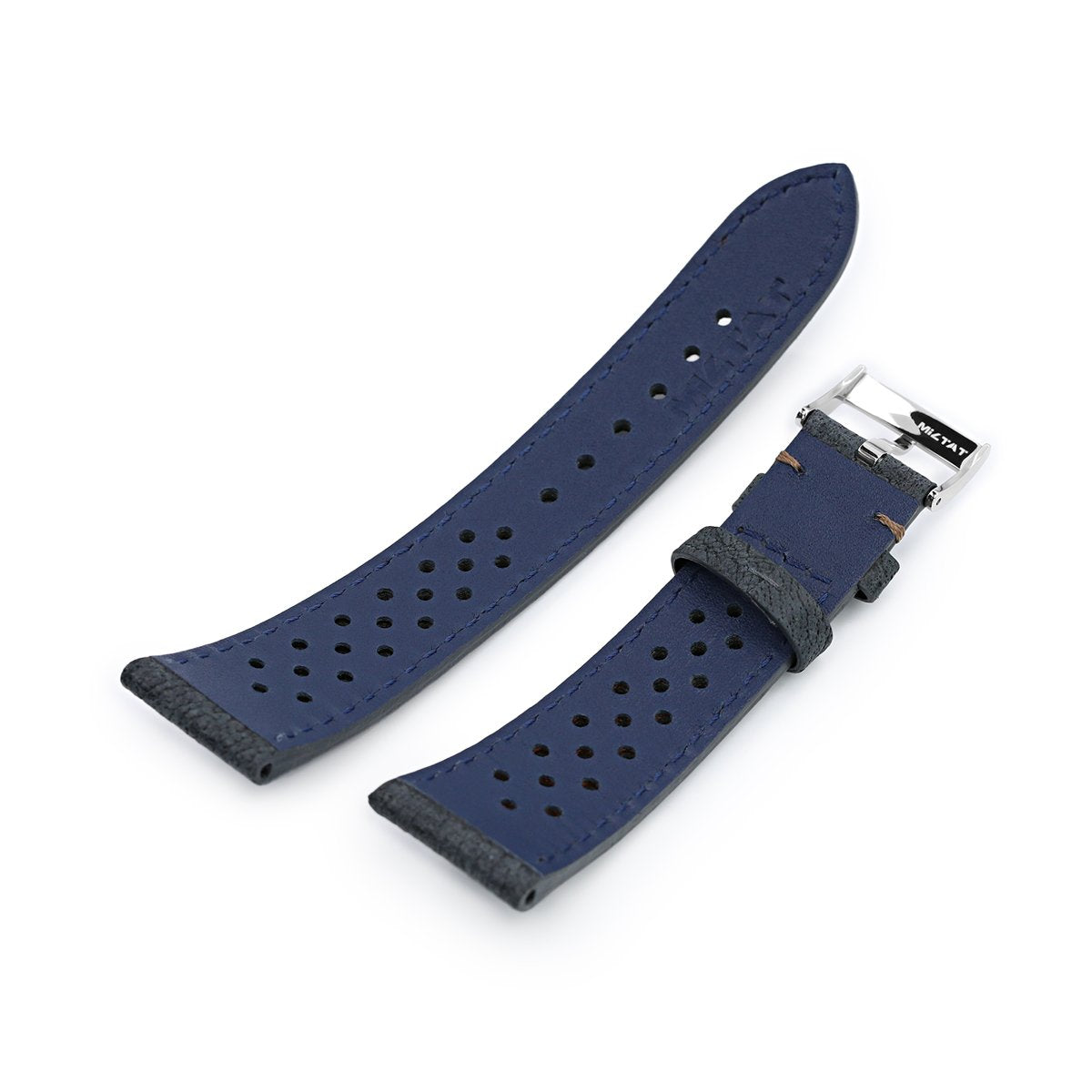 20mm or 22mm MiLTAT Rally Racing Dark Grey Nubuck Watch Strap Brown Stitching Strapcode Watch Bands