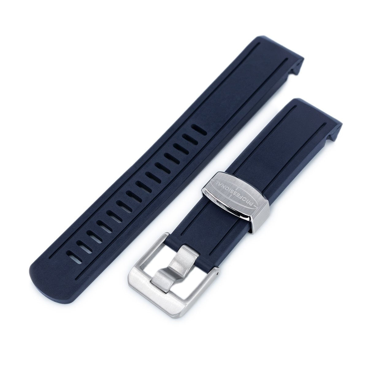 20mm Crafter Blue Navy Blue Rubber Curved Lug Watch Band for Seiko Sumo SBDC001 Strapcode Watch Bands