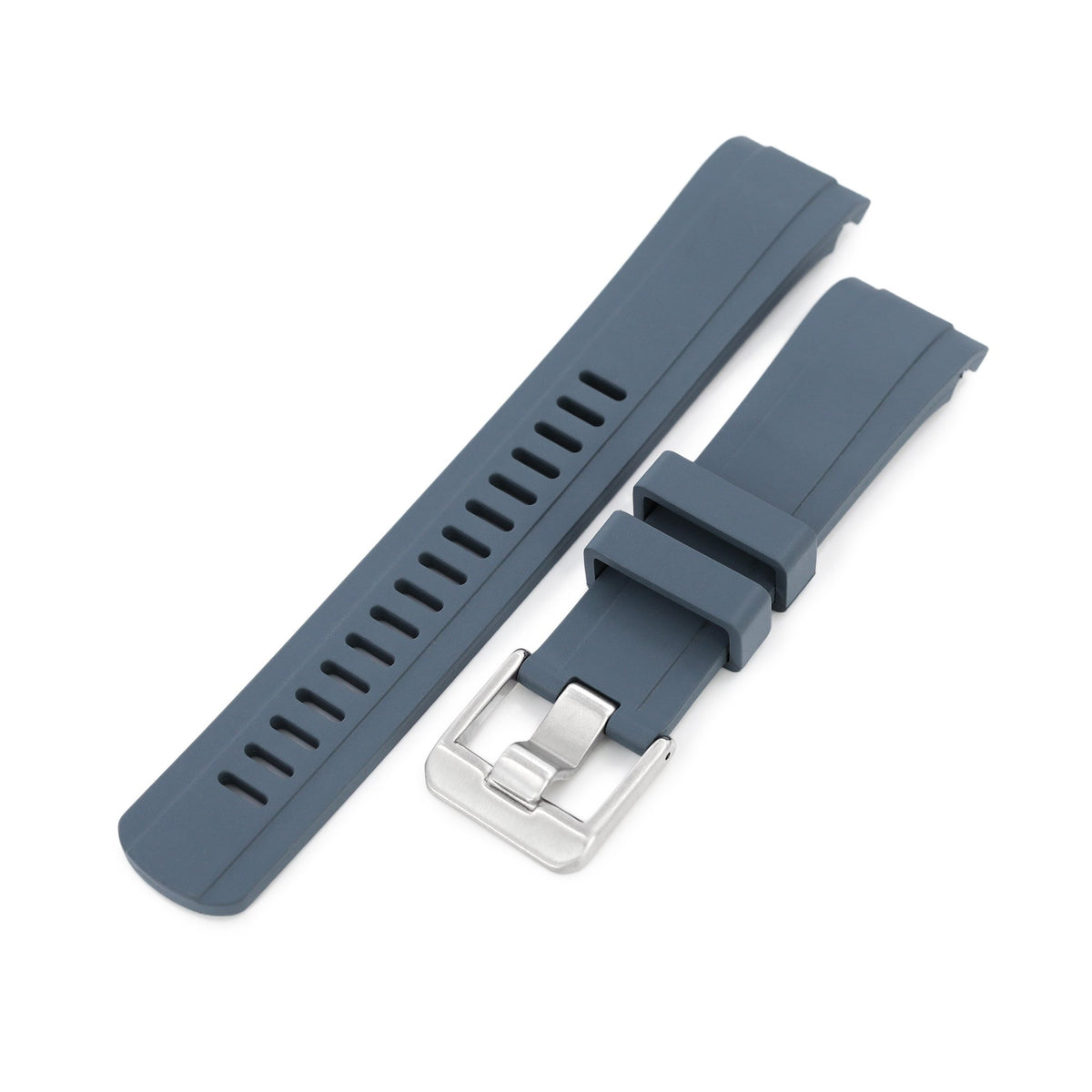 22mm Crafter Blue CB10 Grey Rubber Curved Lug Watch Band for Seiko SKX007 Strapcode Watch Bands