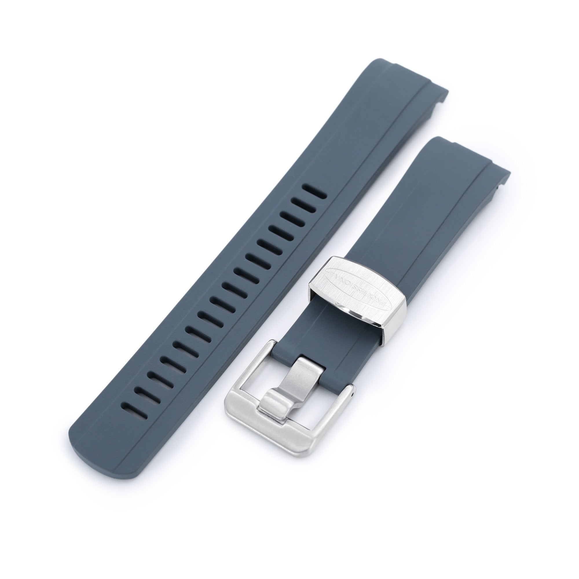 22mm Crafter Blue CB10 Grey Rubber Curved Lug Watch Band for Seiko SKX007 Strapcode Watch Bands