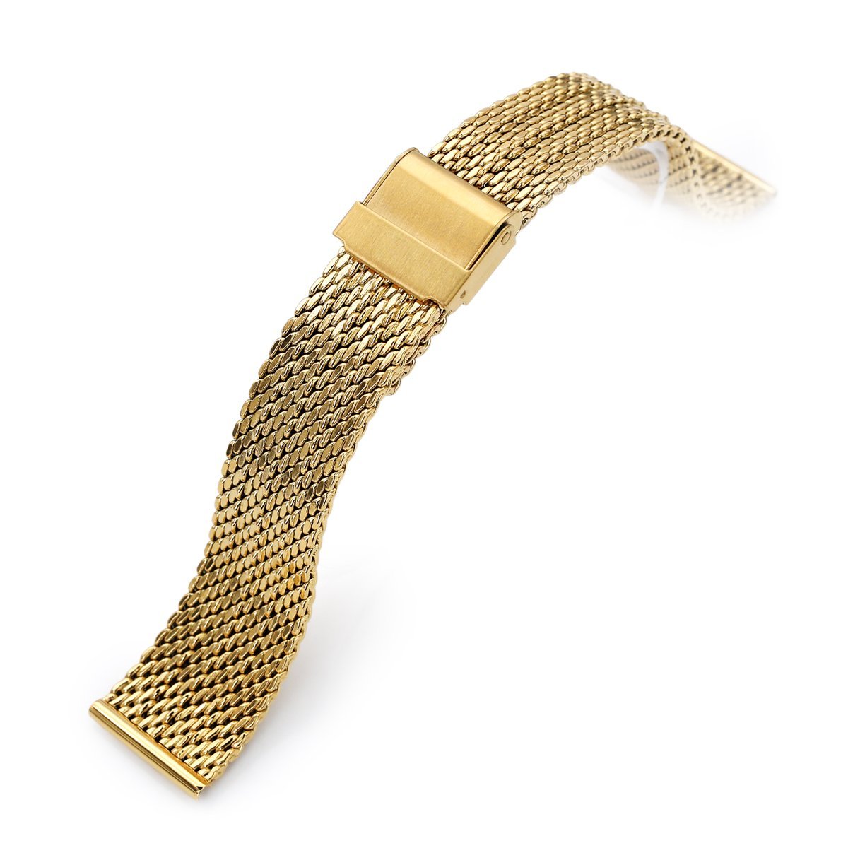 20mm Milanese Bony Wire Mesh Band Polished IP Gold Strapcode Watch Bands