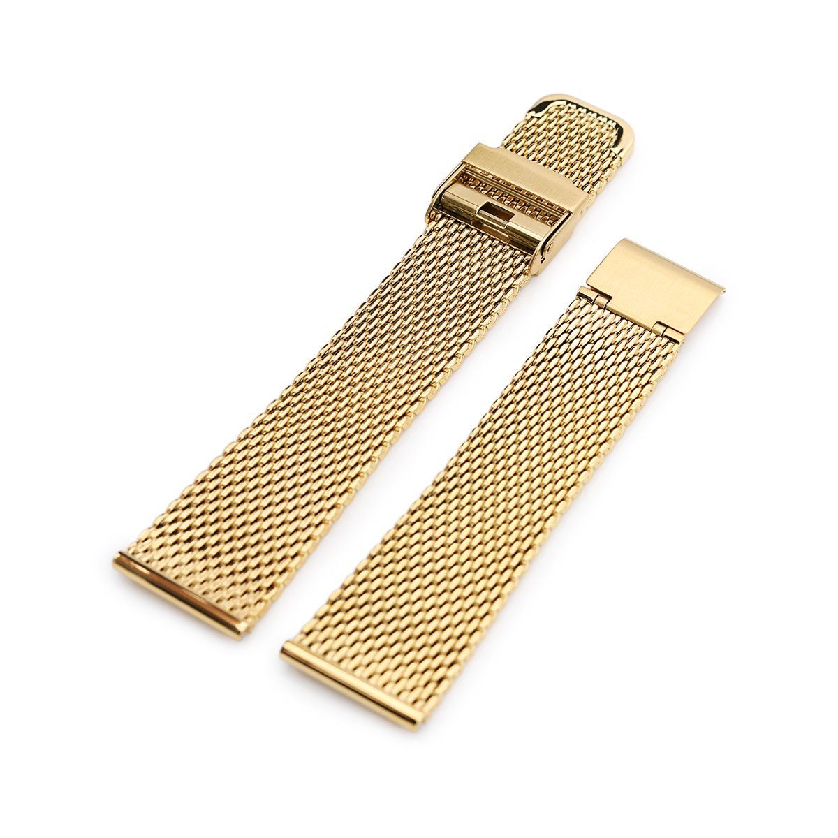 20mm 22mm Tapered Milanese Wire Mesh Band Polished IP Gold Strapcode Watch Bands