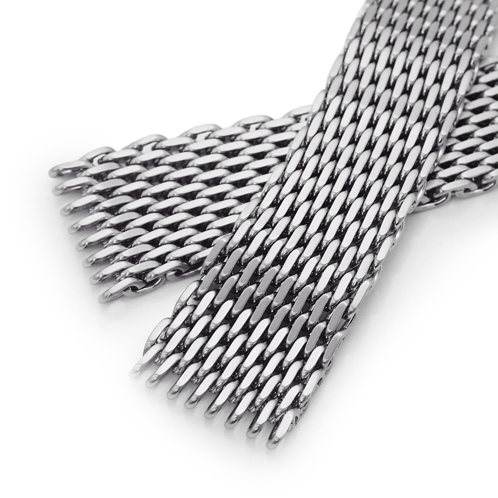 20mm Tapered "SHARK" Mesh Band Stainless Steel Watch Bracelet V-Clasp Polished Strapcode Watch Bands