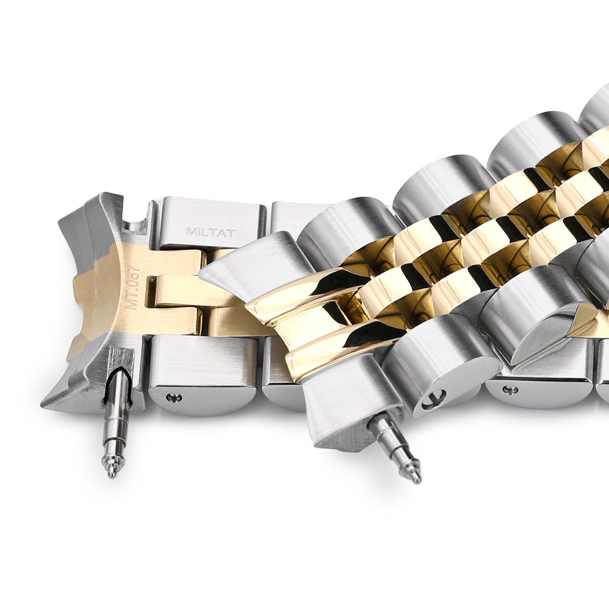 20mm Angus-J Louis 316L Stainless Steel Watch Bracelet for Seiko Mechanical Automatic SARB033 Two Tone IP Gold SUB Clasp Strapcode Watch Bands