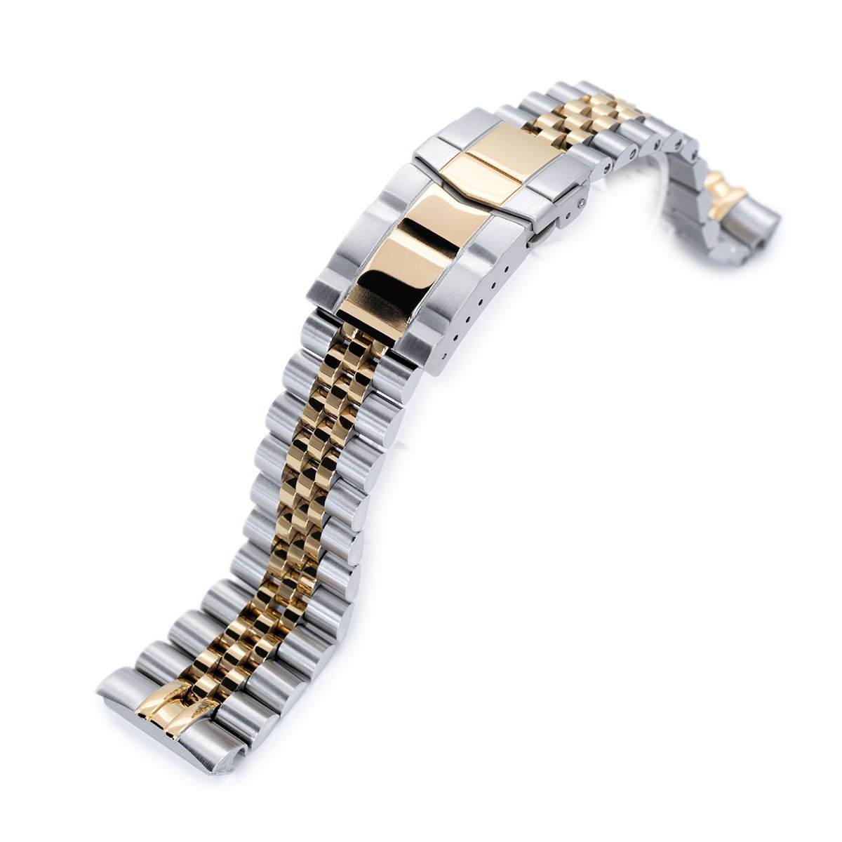 22mm Super-J Louis JUB 316L Stainless Steel Watch Bracelet for Seiko New Turtles SRP777, Two Tone IP Gold SUB Clasp Strapcode Watch Bands