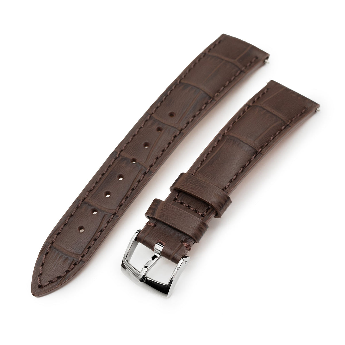 Q.R. 18mm or 19mm Brown CrocoCalf (Italian Croco Grain) Watch Band Strapcode Watch Bands