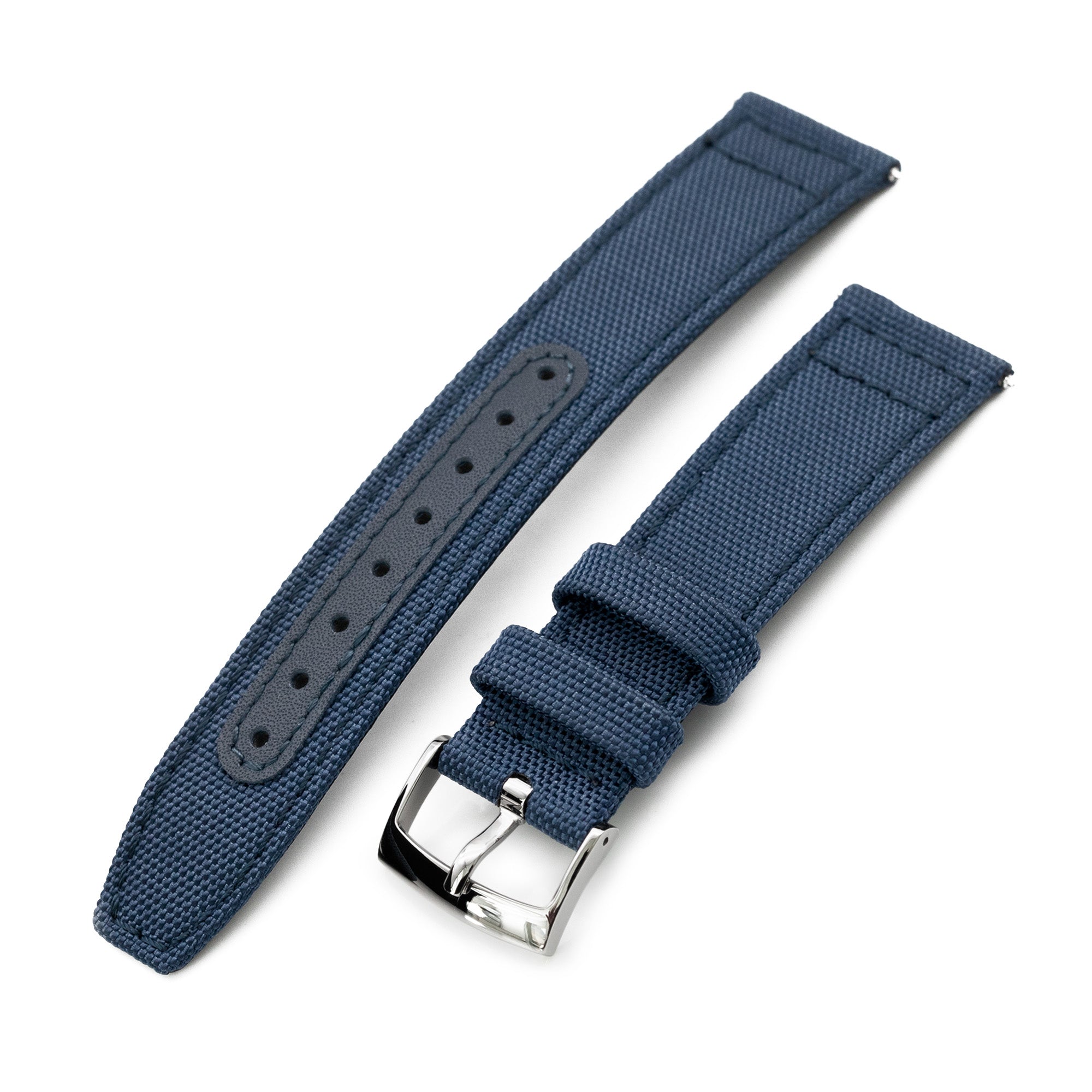 Q.R. 20mm Blue Sailcloth Watch Band with leather lining Strapcode Watch Bands