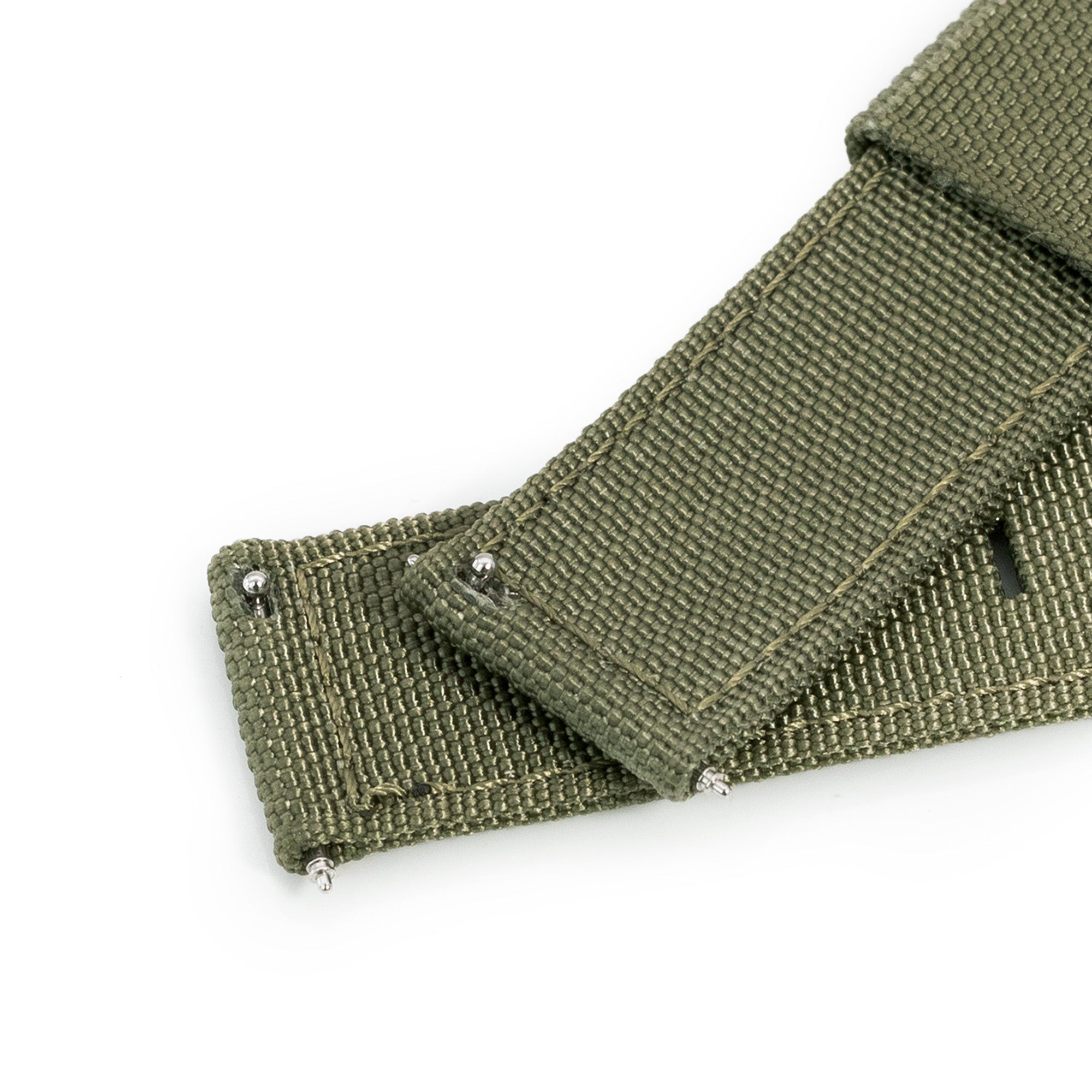 Q.R. 20mm 2-pcs Ribbed Nylon Watch Band, Military Green Strapcode Watch Bands