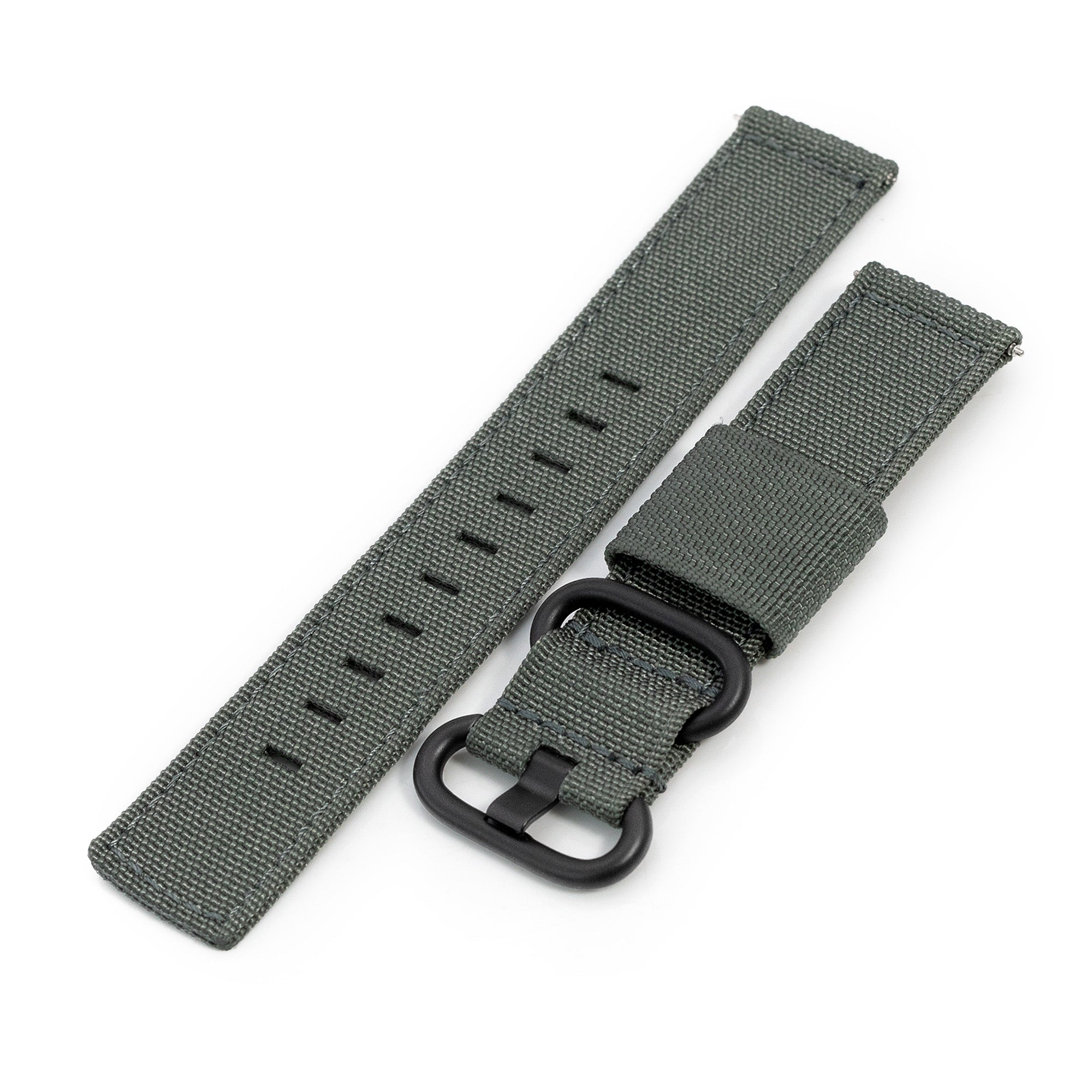 Q.R. 20mm 2-pcs Ribbed Nylon Watch Band, Grey Strapcode Watch Bands