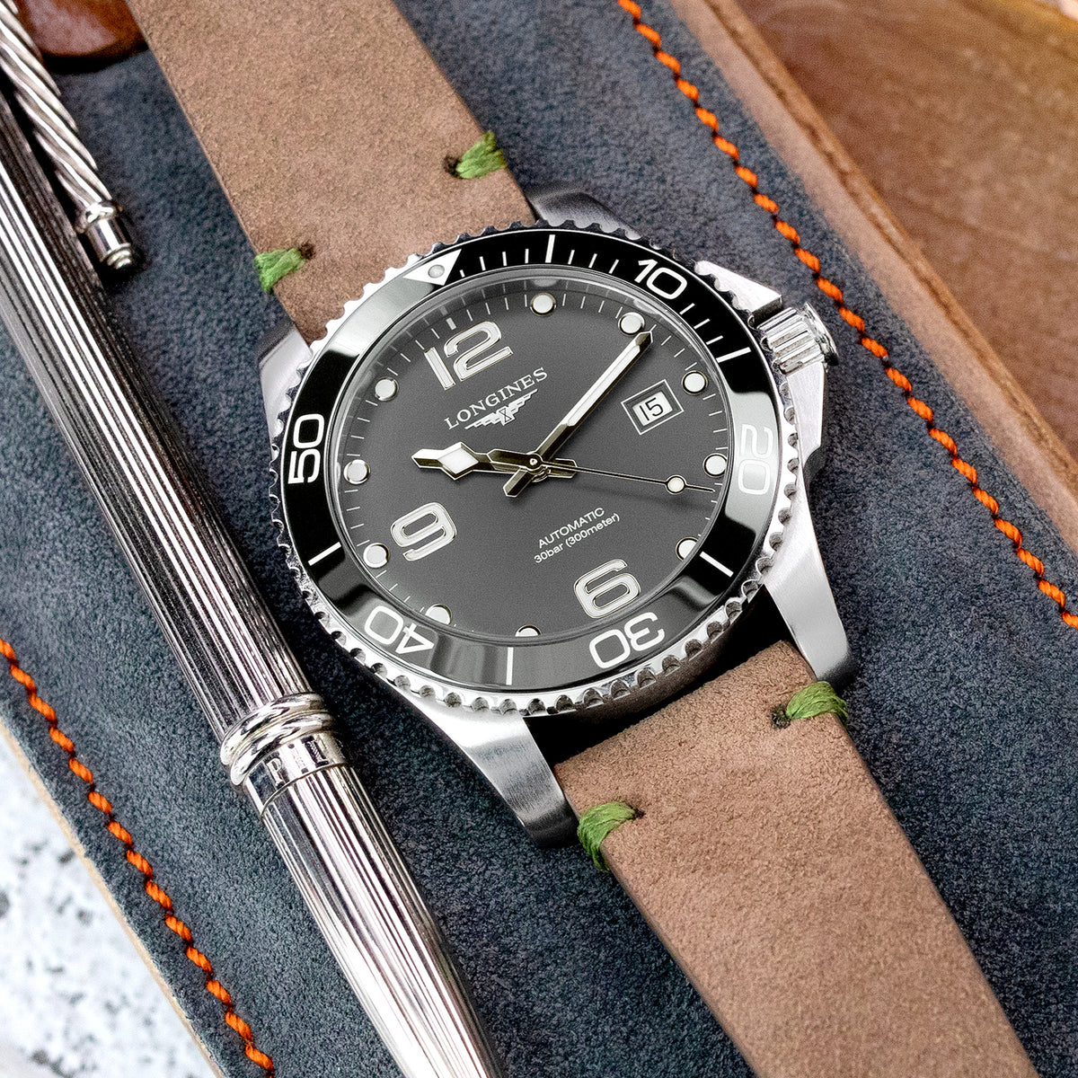 Tan Khaki Quick Release Suede Leather Watch Strap 19mm 21mm