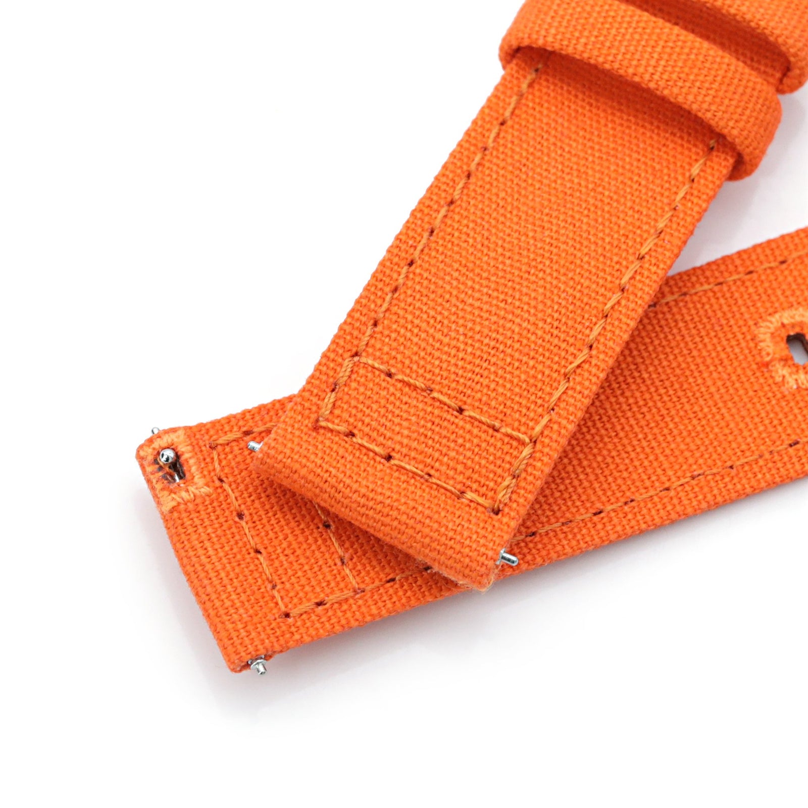 Straight Quick Release Canvas Watch Strap in Orange, 20mm or 22mm Strapcode Watch Bands