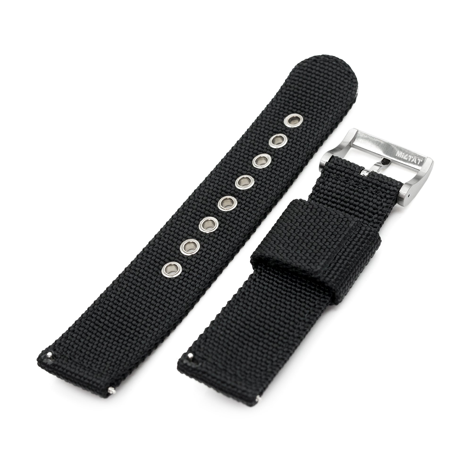 Black Premium Nylon Weaved Quick Release Watch Band with Eyelet Strapcode Watch Bands