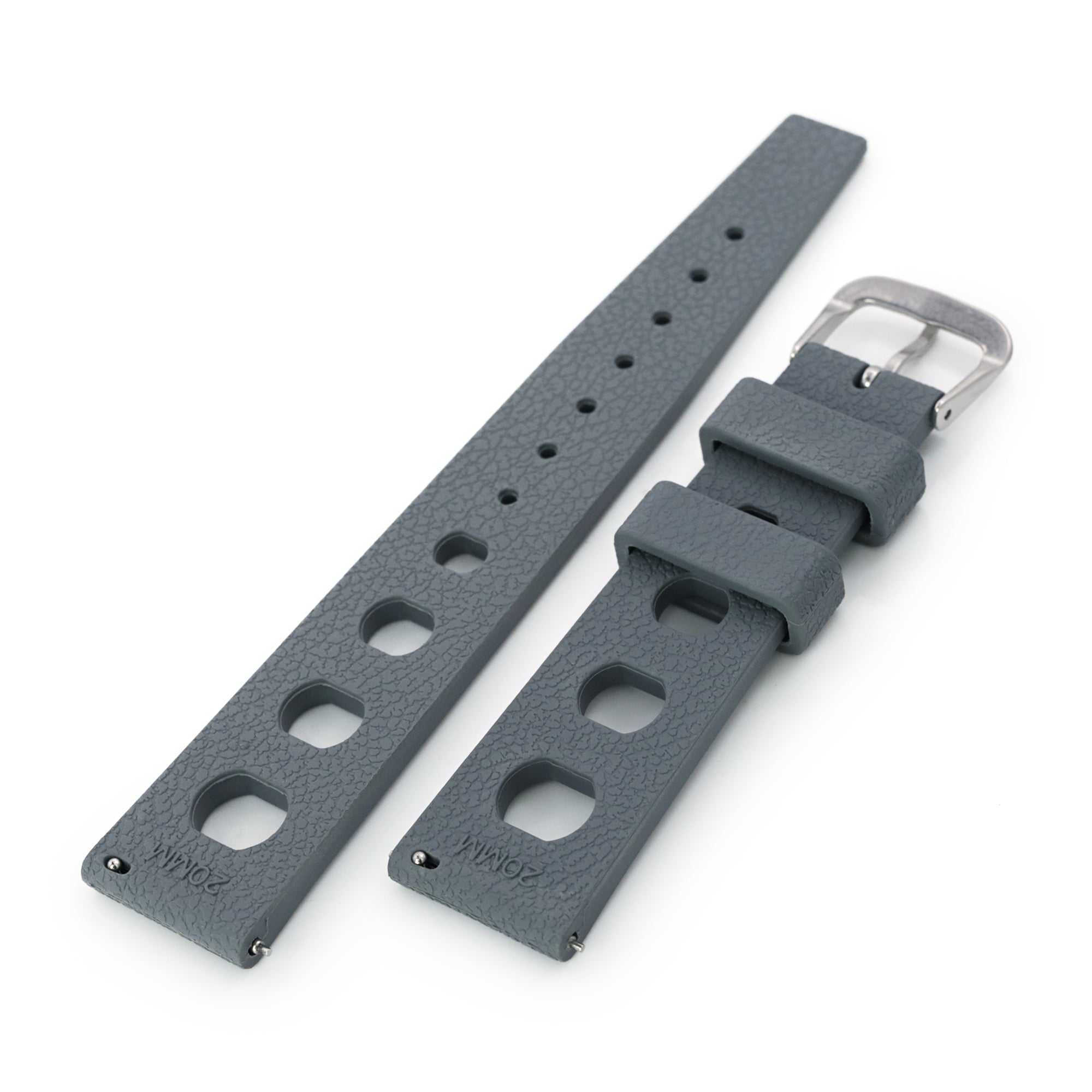 20mm Grey Large Holes Rally FKM Quick Release Rubber watch band Strapcode Watch Bands