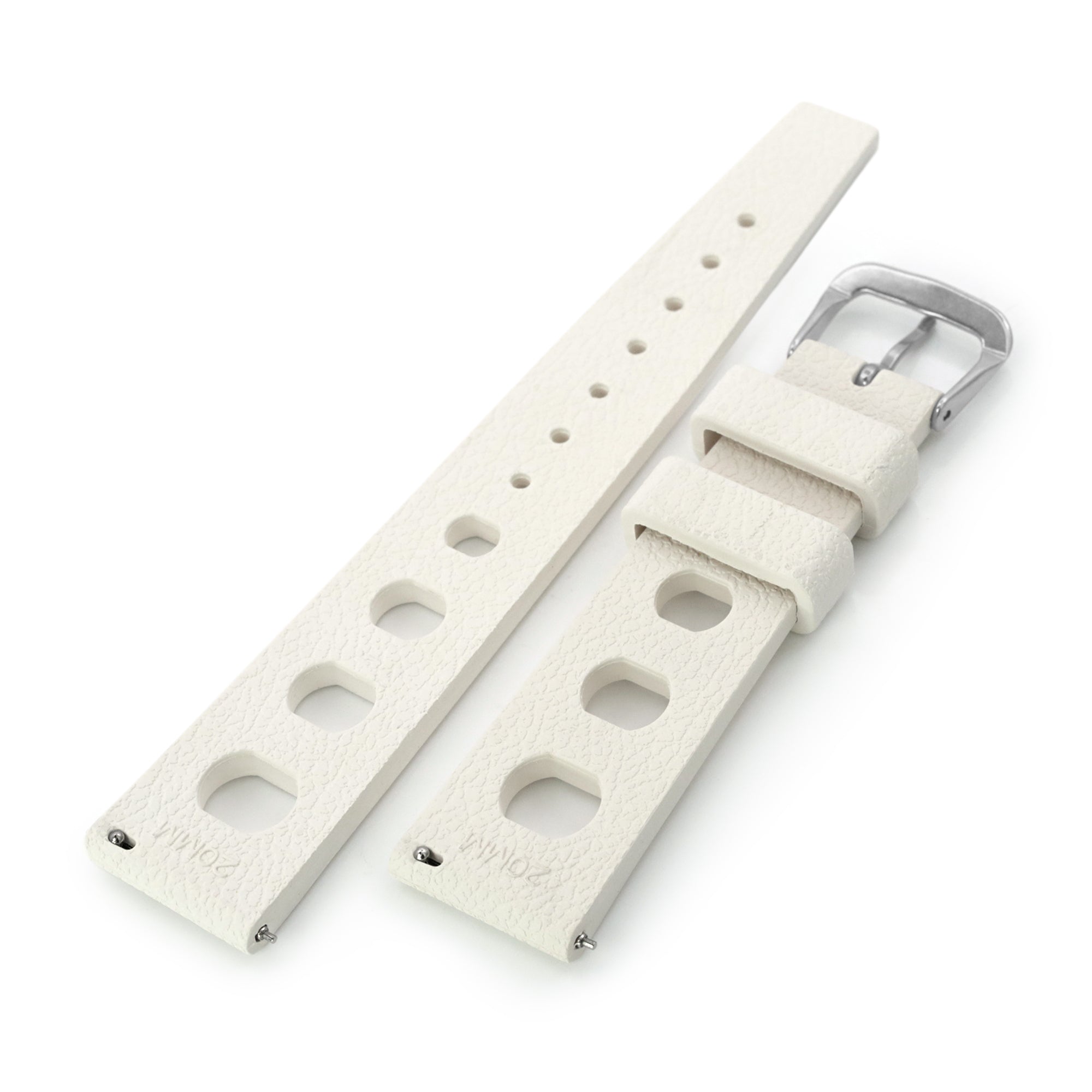 20mm White Large Holes Rally FKM Quick Release Rubber watch band Strapcode Watch Bands