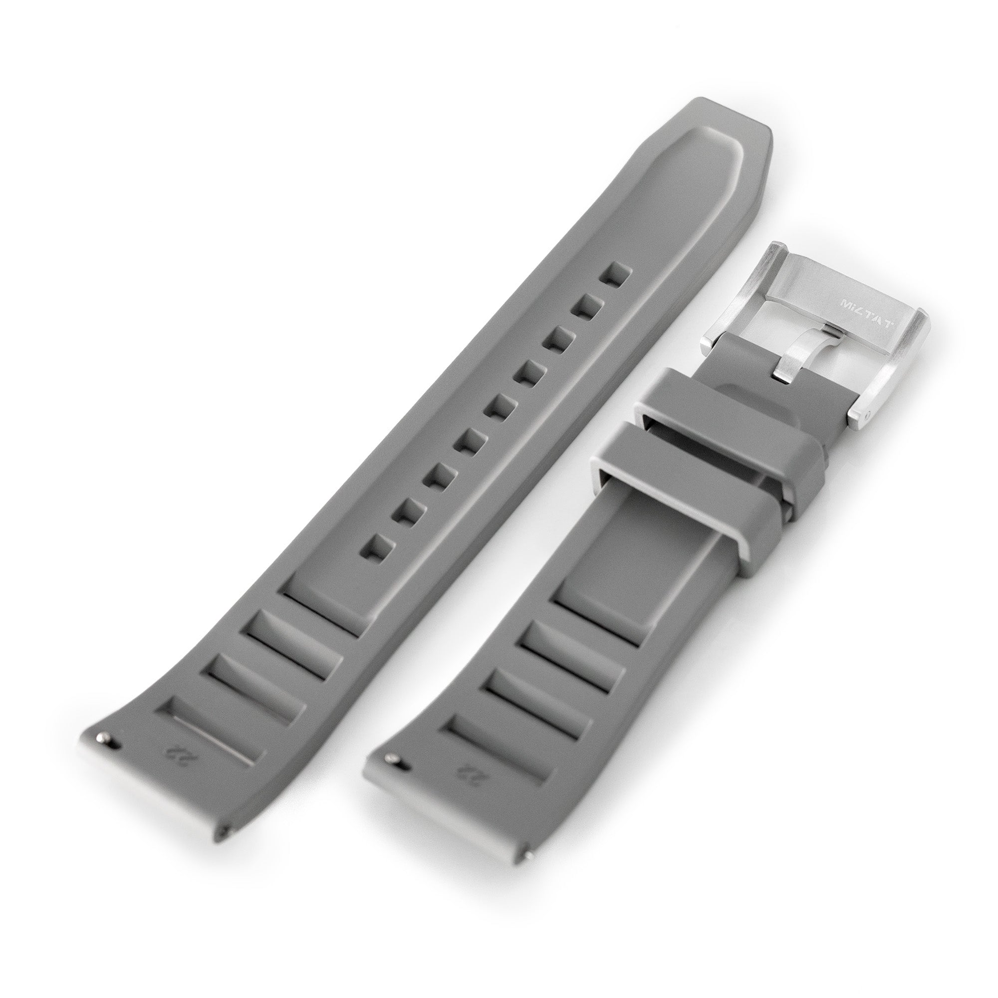 Grey RM Vented FKM Quick Release Rubber Watch Strap, 20mm or 22mm Strapcode Watch Bands