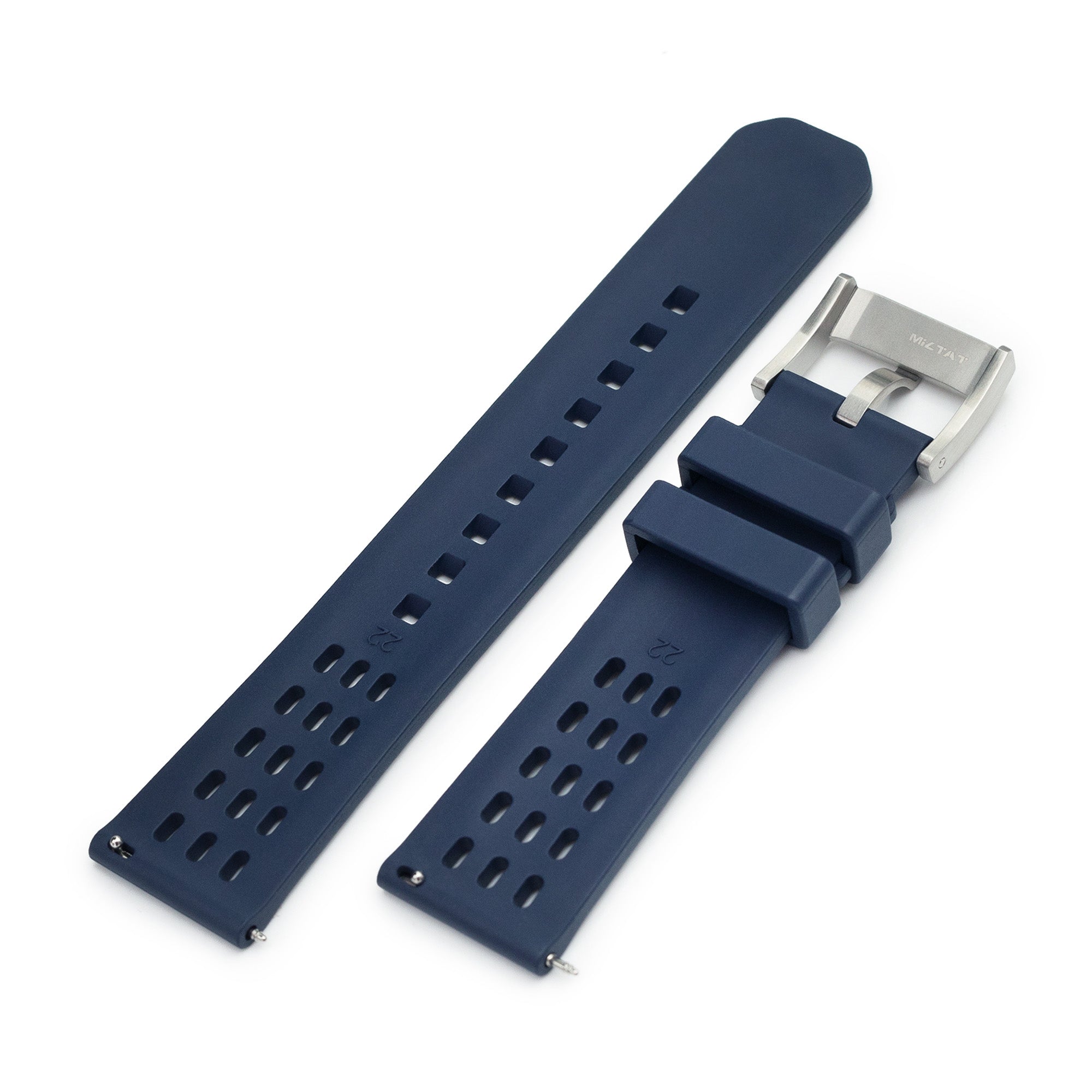 Ocellus Blue Quick Release FKM Rubber Sports Watch Strap, 20mm or 22mm Strapcode Watch Bands