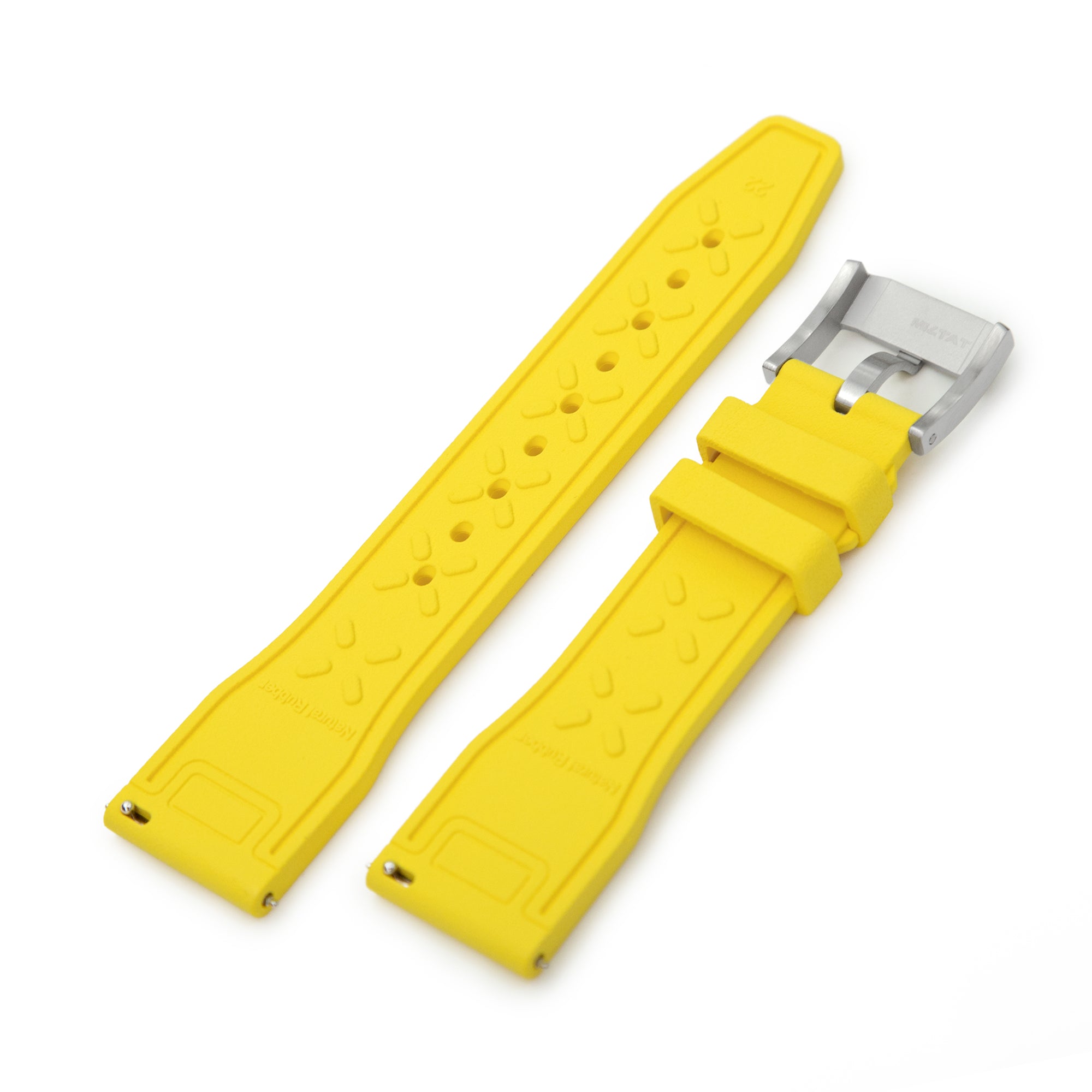 Quick Release Yellow Pilot FKM rubber watch strap, 20mm or 22mm Strapcode Watch Bands