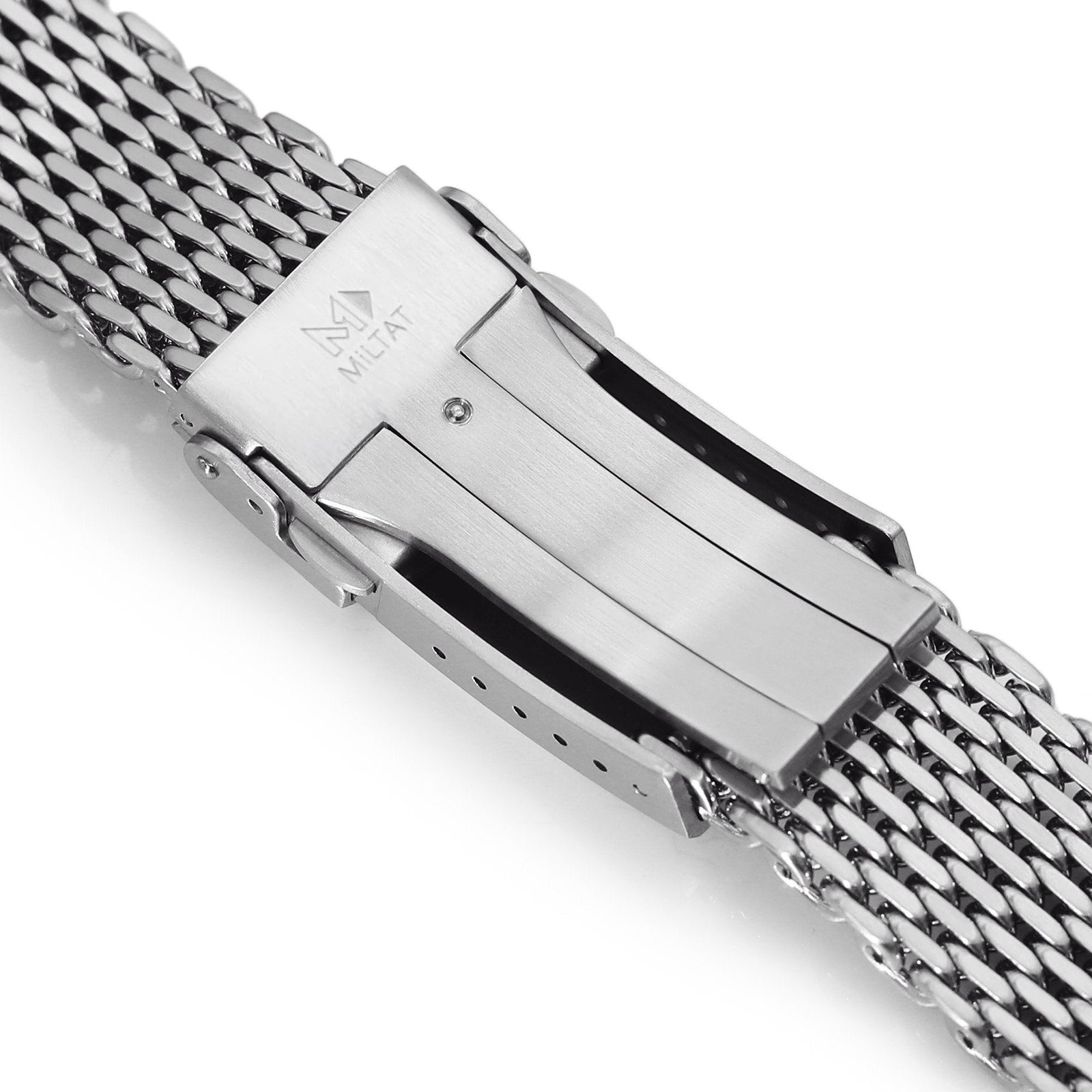 20mm Tapered Shark Mesh Stainless Steel Bracelet with V-Clasp
