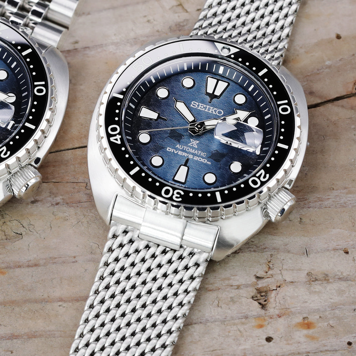 Massy Mesh 22mm Stainless Steel Bracelet for Seiko Turtle SRP777 SRP775 SRPA21