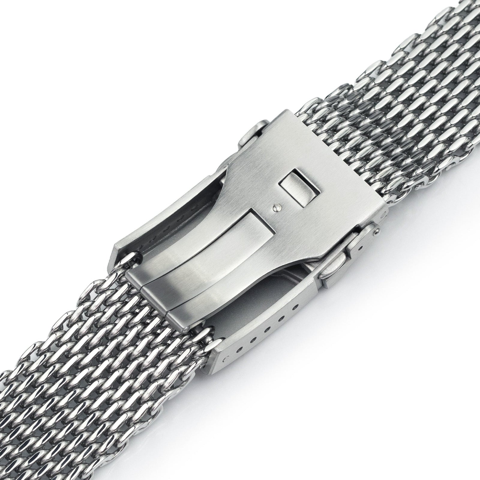 22mm Winghead SHARK Mesh Band Stainless Steel Watch Bracelet Button Chamfer Clasp Polished Strapcode Watch Bands