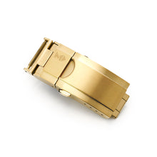 Cuboid Clasp Tri-Fold Stainless Steel Watch Band Buckle, IP Gold Strapcode Watch Bands