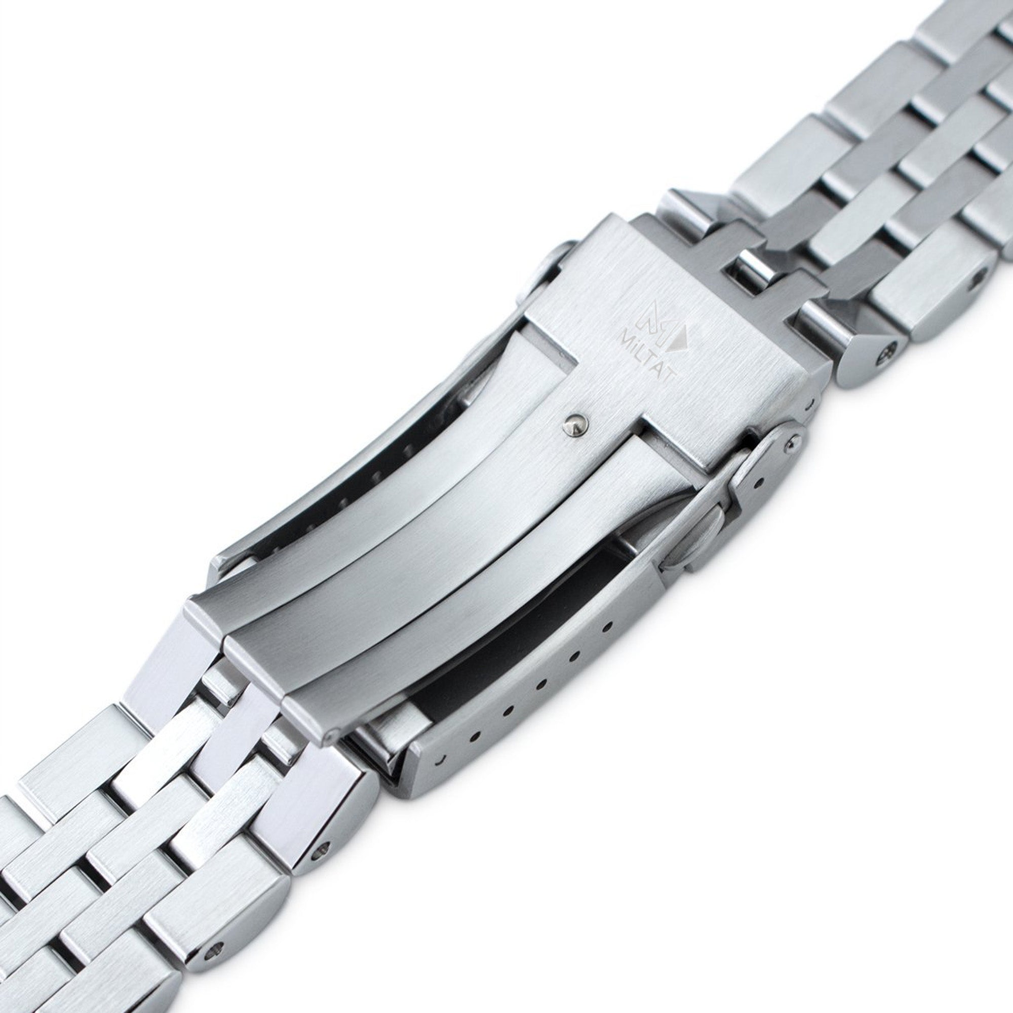 20mm Angus-J Louis Watch Band for Seiko 62MAS Reissue SBDC051 SBDC053 SBDC055, Stainless Steel - Brushed with Polished Center, V Diver Clasp