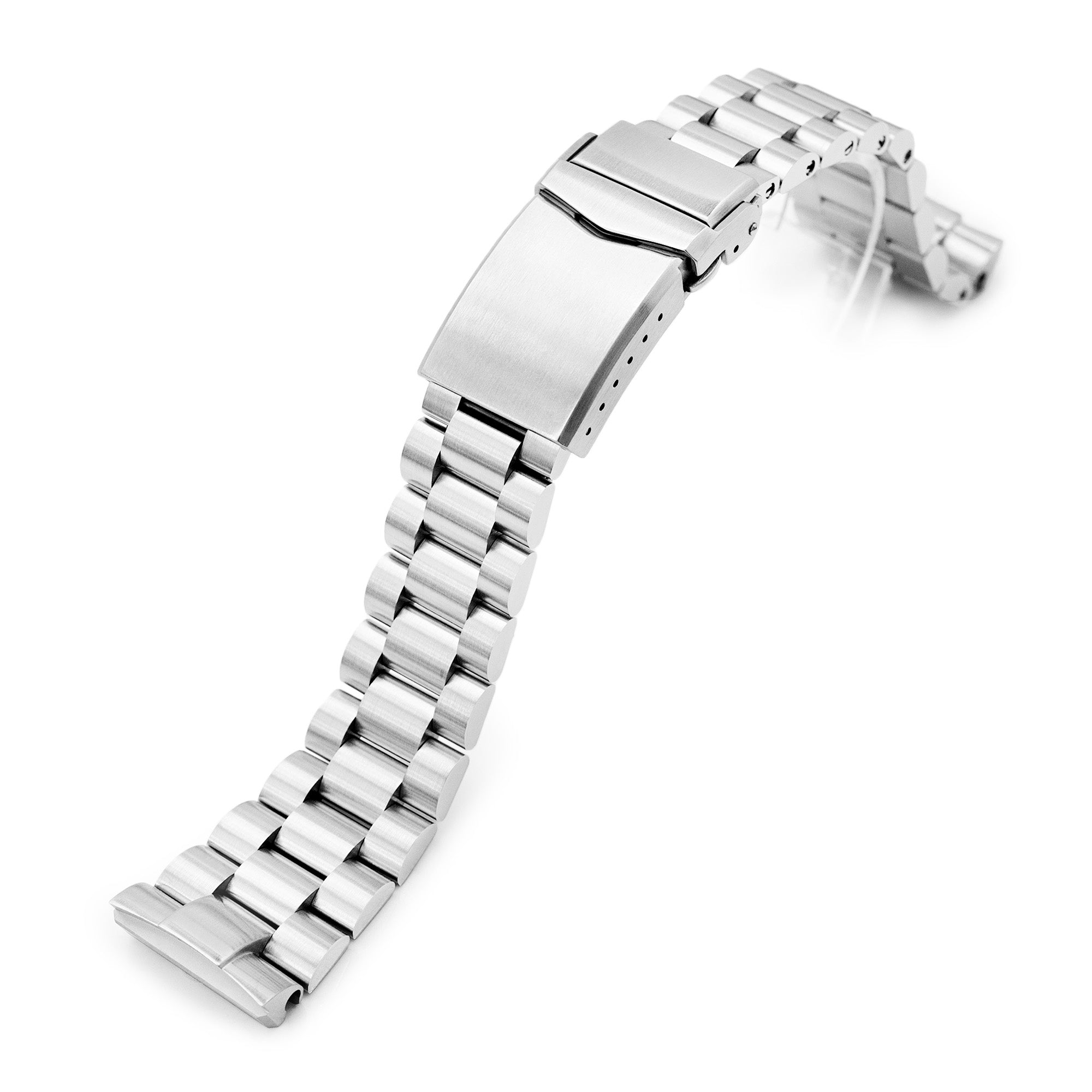 22mm Endmill Watch Band compatible with Seiko New Turtles SRP777 & PADI SRPA21, 316L Stainless Steel V-Clasp Brushed