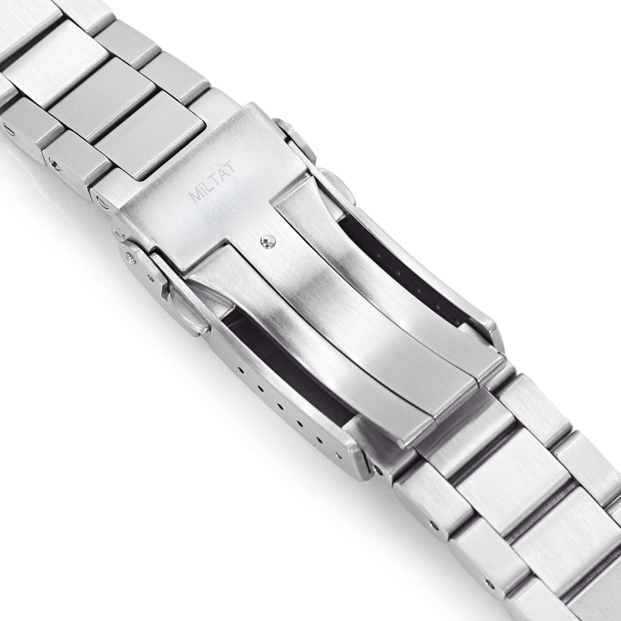 22mm Bandoleer 316L Stainless Steel Watch Bracelet for Seiko 5 Brushed V-Clasp Strapcode Watch Bands