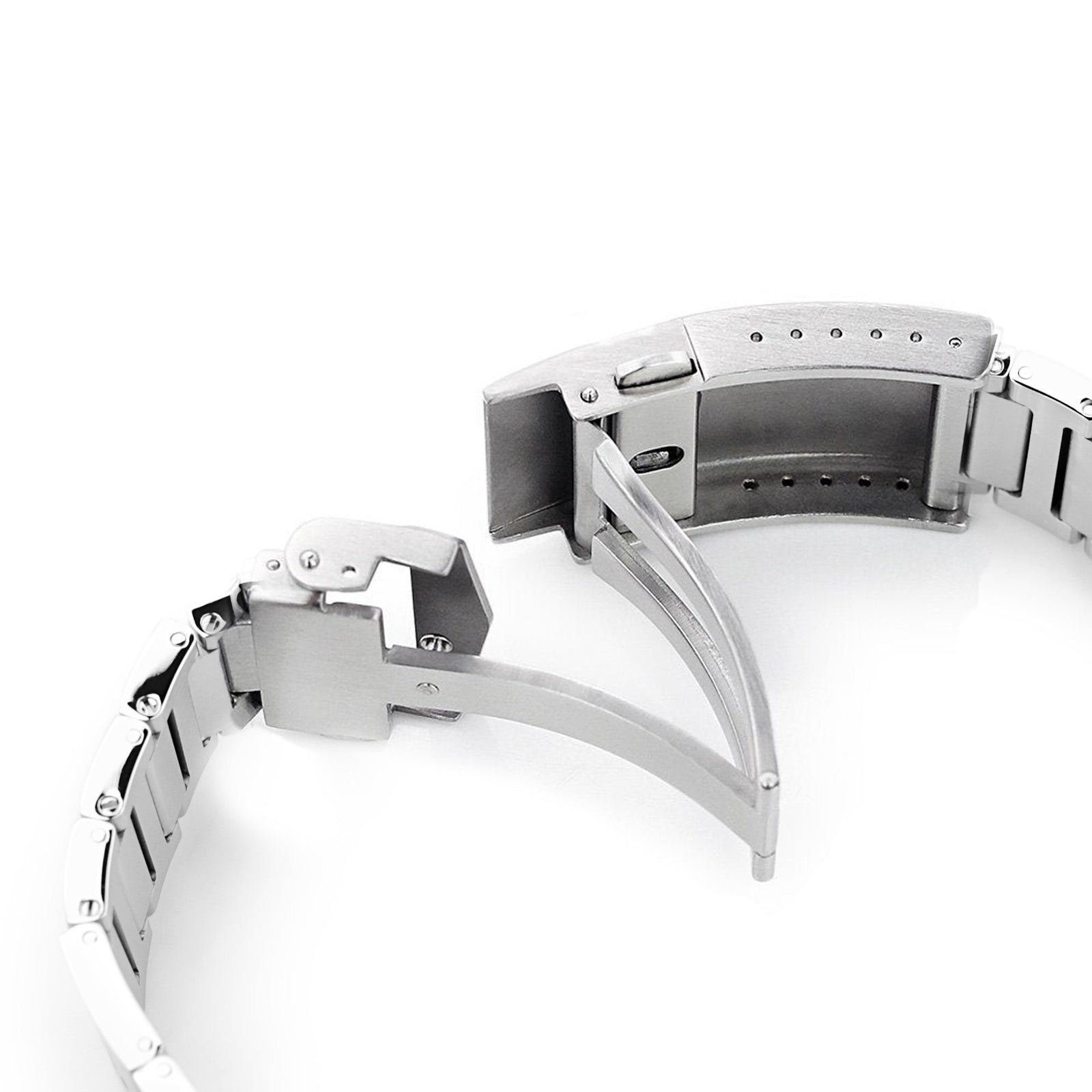 22mm Rollball Watch Band for Seiko King Samurai SRPE33, 316L Stainless Steel Brushed V-Clasp Strapcode Watch Bands