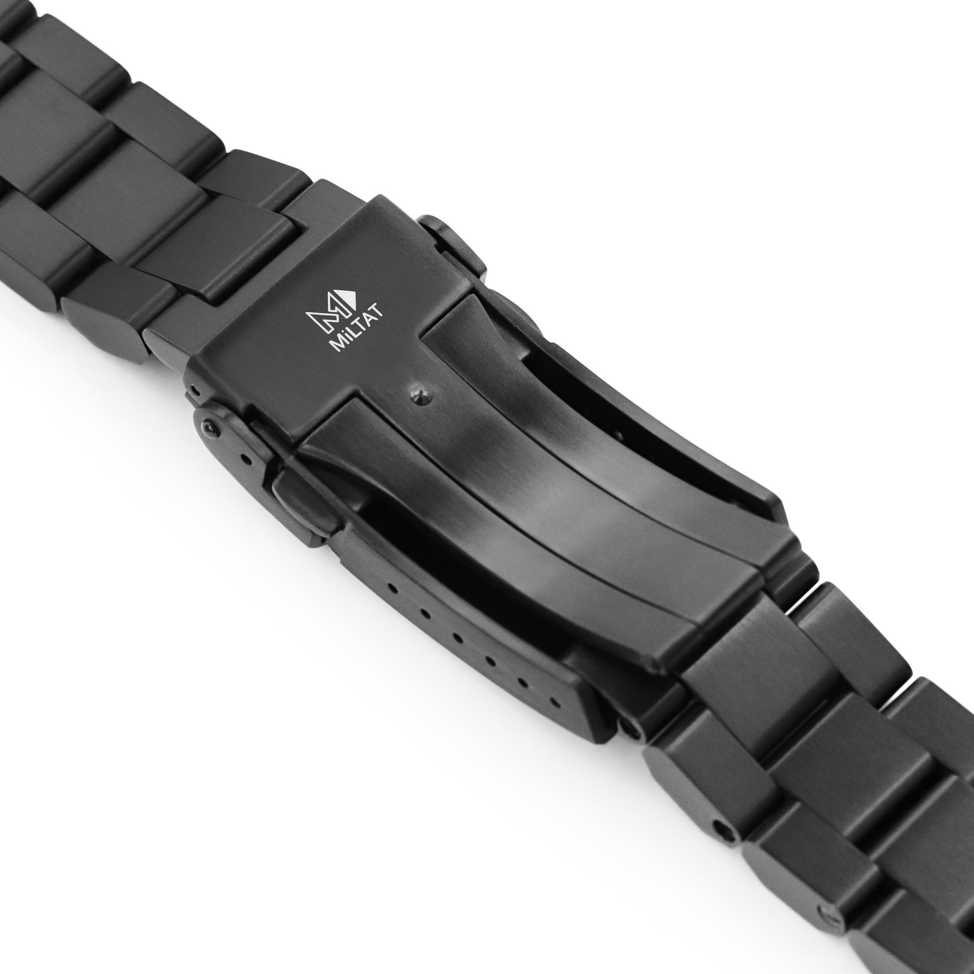 22mm Hexad Watch Band for Seiko Samurai SRPB51 SRPB09 SRPC93, Stainless Steel - Brushed (DLC) Black Coating, V Diver Clasp