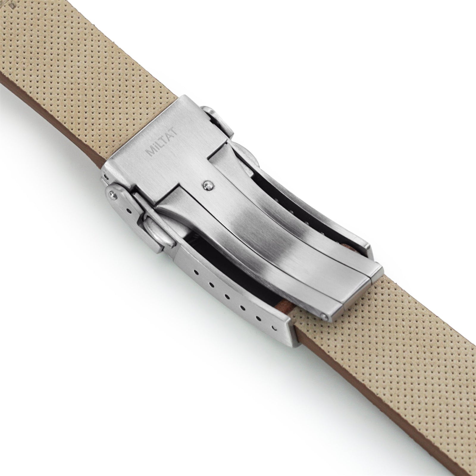 Q.R. 20mm Italian Handmade Brown Horse Leather Watch Band, One-piece V-clasp, Blue St. Strapcode Watch Bands