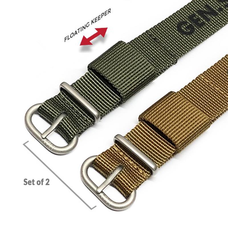 The General Service Strap set of TWO (Khaki &amp; Olive) by HAVESTON Straps Strapcode Watch Band