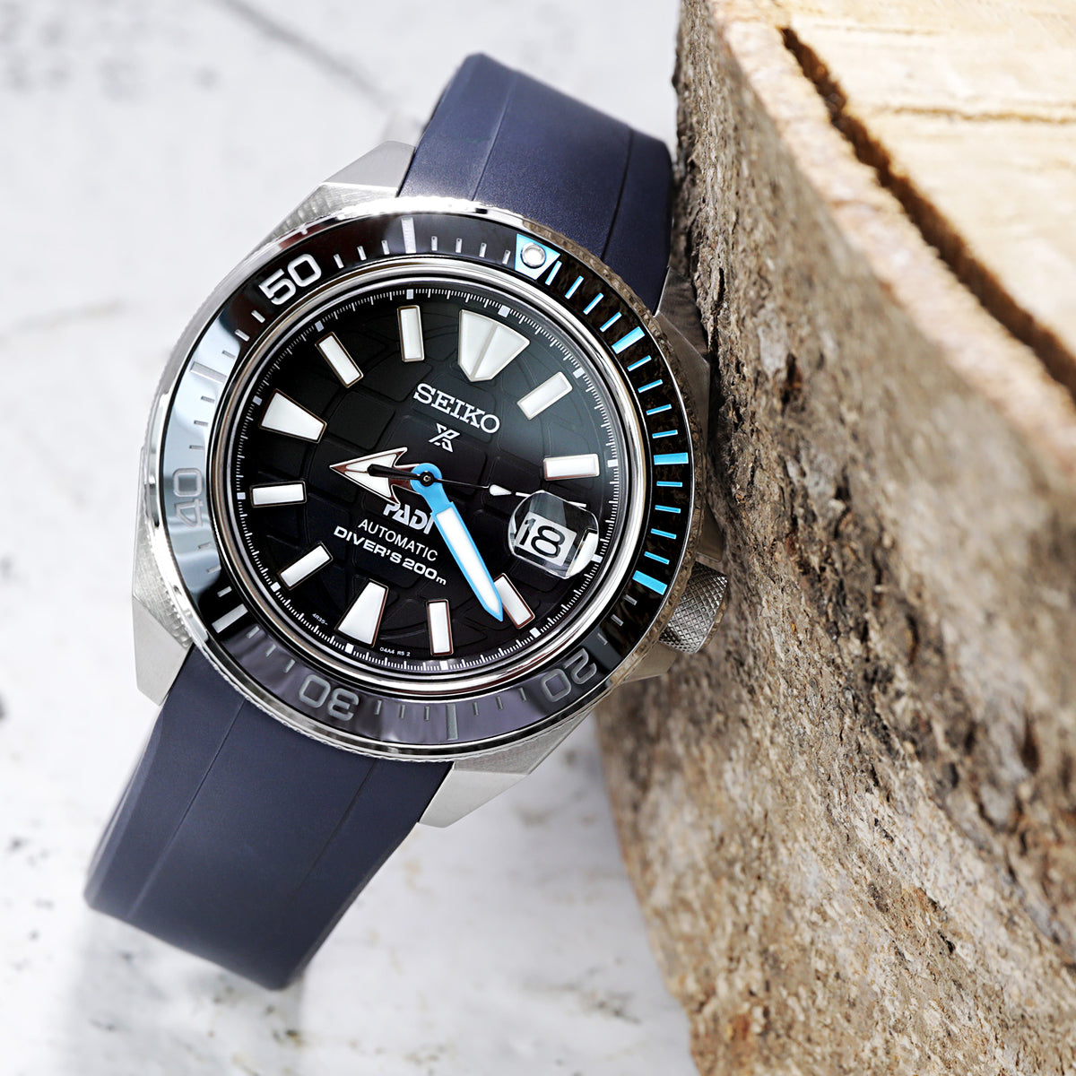 Crafter Blue 22mm Navy Rubber Strap for Seiko Samurai SRPB51 SRPB09 SRPB53